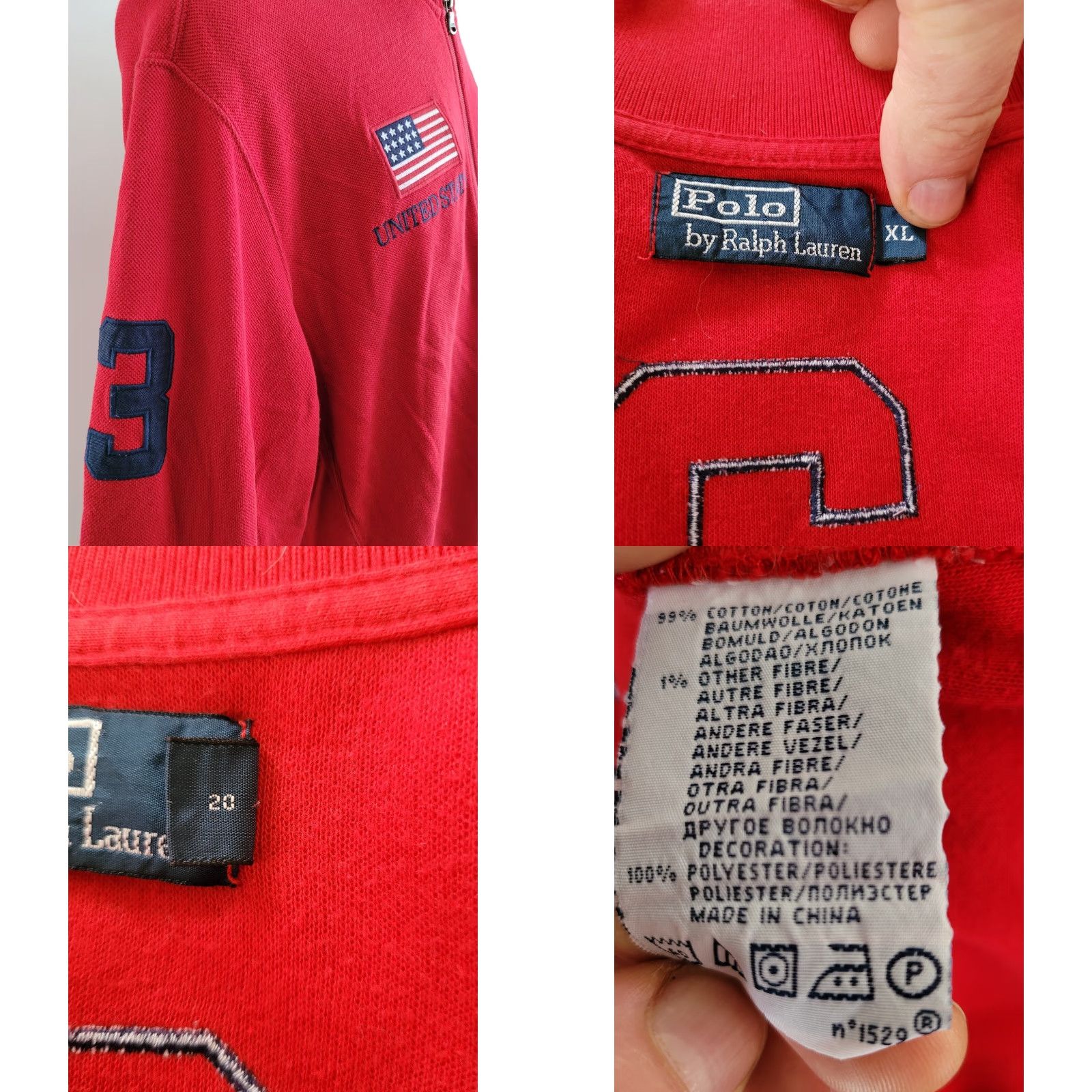 Polo Ralph Lauren VINTAGE Polo Ralph Lauren United States Track Polo XL Men's Red Track State Size US XL / EU 56 / 4 - 8 Thumbnail