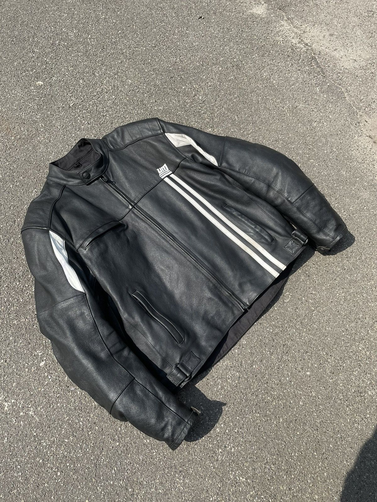 image of Vintage Genuine Leather Motorcycle Sport Racing Biker Jacket in Black, Men's (Size 2XL)