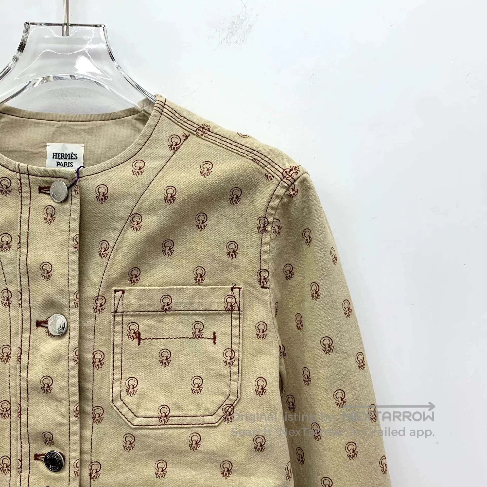 Hermes Hermes Cliquetis Brown Cotton Jacket. Size XS / US 0-2 / IT 36-38 - 3 Thumbnail