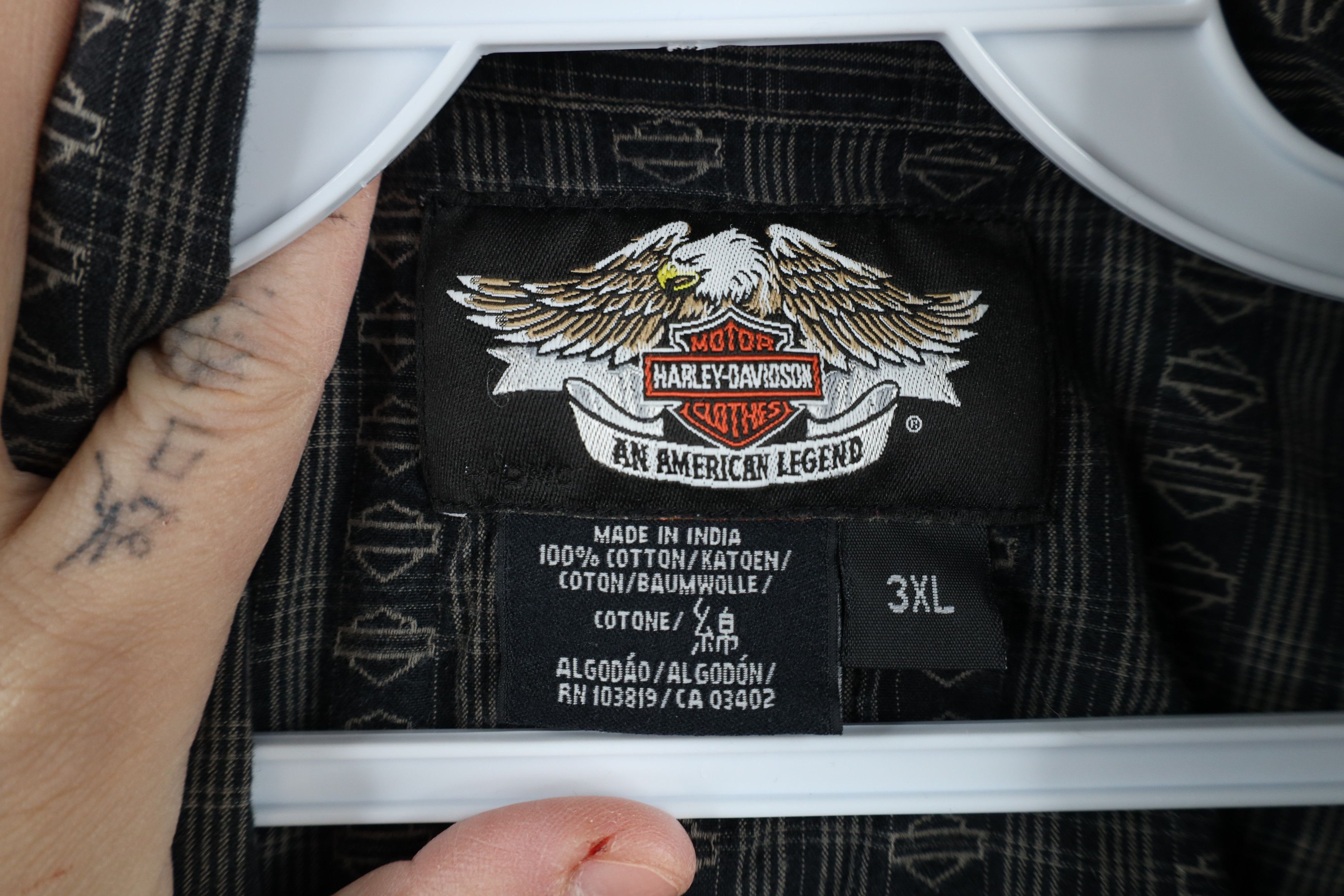 Harley Davidson × Vintage Vintage 90s Harley Davidson Logo All Over Print Button Shirt Size US XXL / EU 58 / 5 - 9 Thumbnail