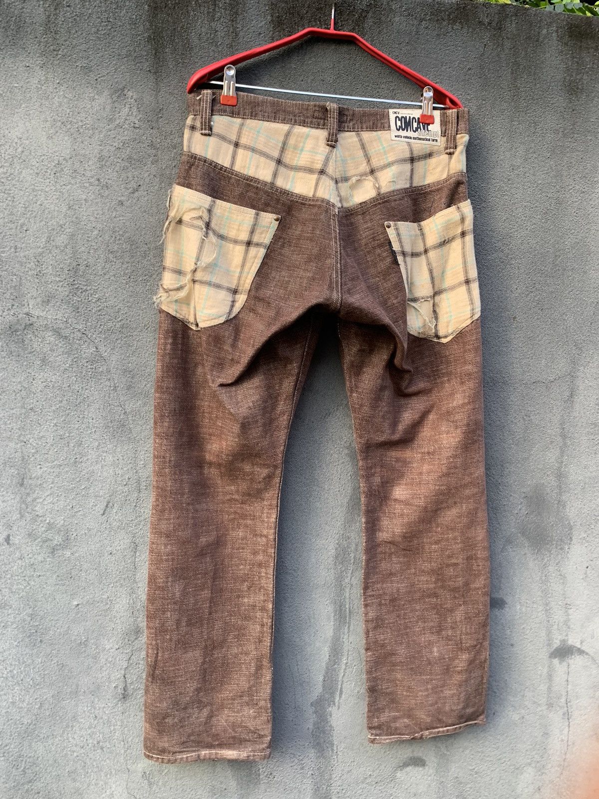 Vintage 👹VINTAGE CONCAVE DISTRESSED POCKET BROWN DENIM Size US 31 - 10 Thumbnail
