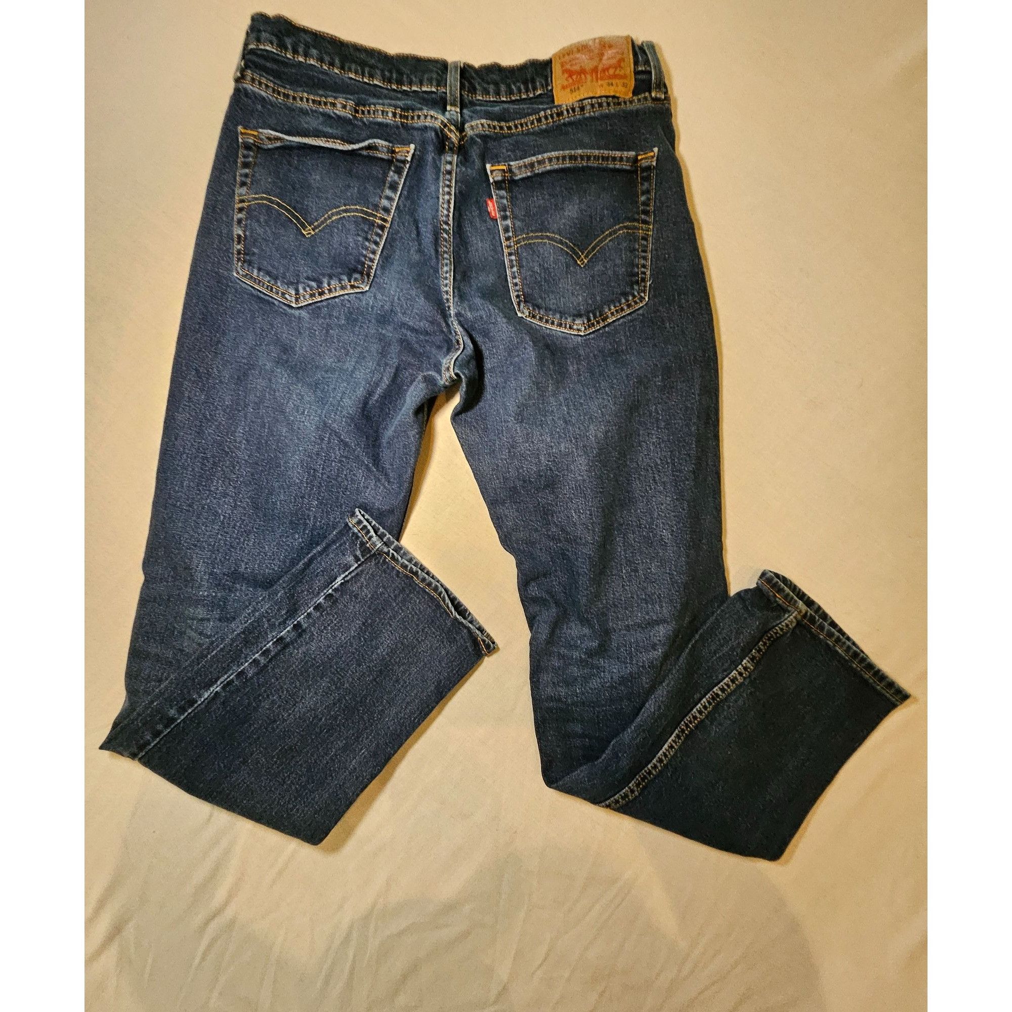 Levi's Levi Mens 514 Size 34 x 32 (30 Length) Dark Wash Straight Le Size US 34 / EU 50 - 4 Thumbnail
