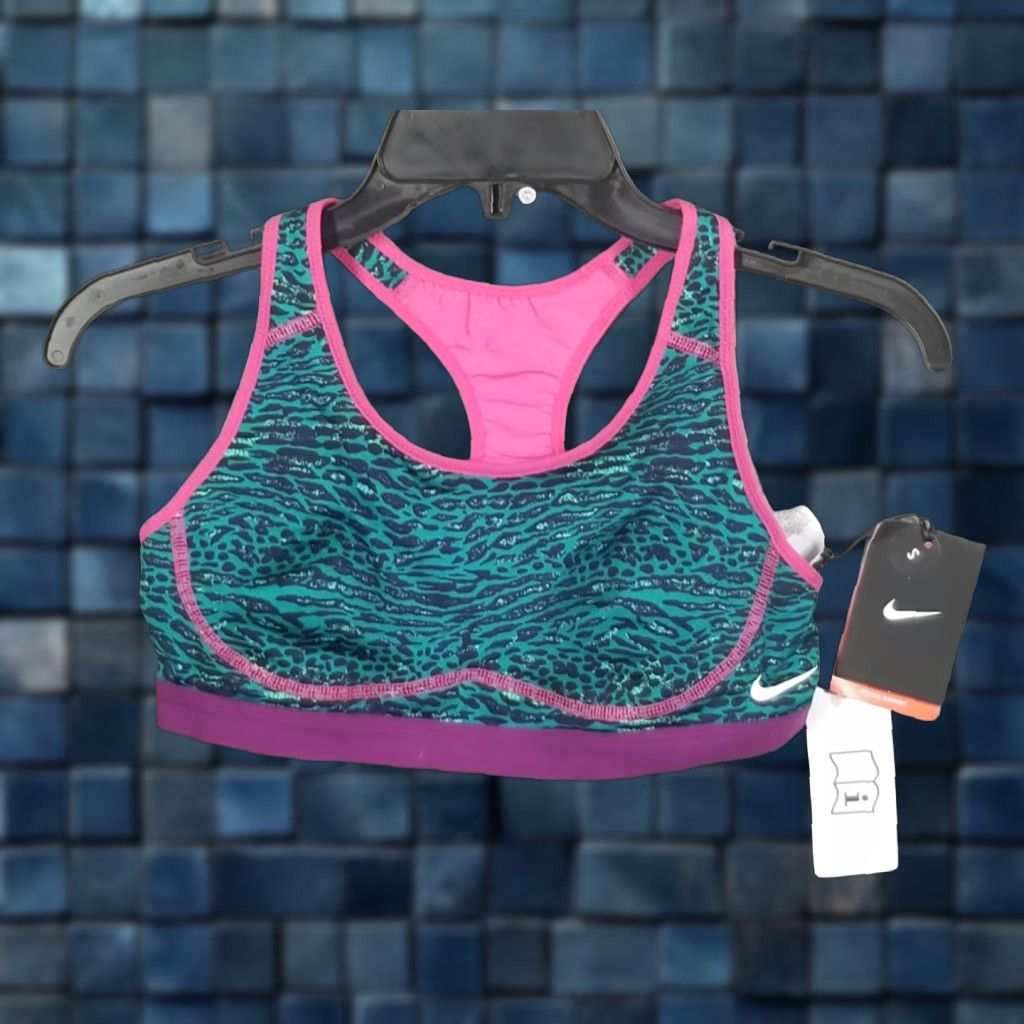 Nike Nike PRO Bra Women Large Teal Pink Venom Printed Sports Bra Tops Rare Size ONE SIZE - 1 Thumbnail