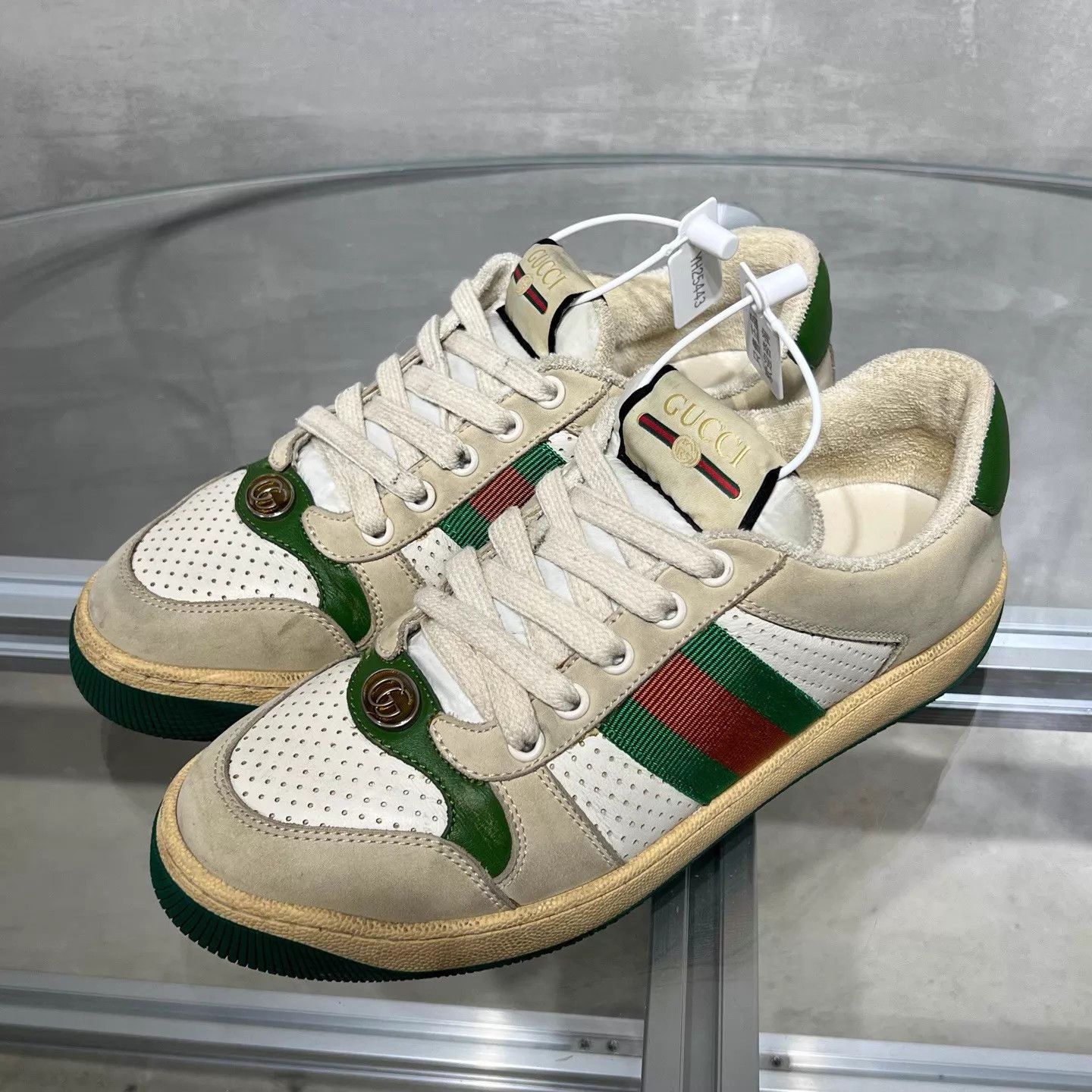 Gucci Gucci women's gray green distressed sneakers 37.5 Size US 7 / IT 37 - 2 Thumbnail