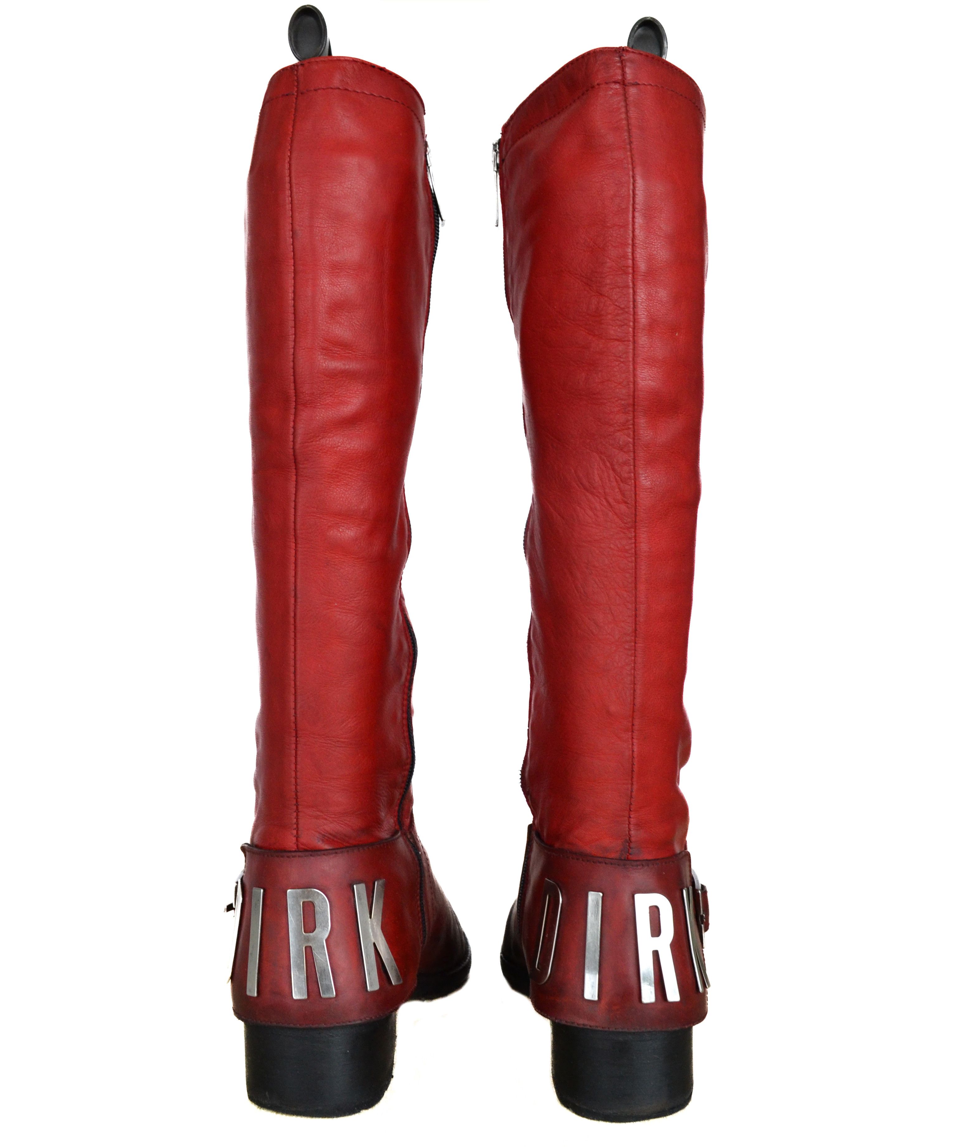 Dirk Bikkembergs Dirk Bikkembergs Boots Metal Logo Tall Shoes Red 90s Zip Size US 10 / IT 40 - 7 Thumbnail