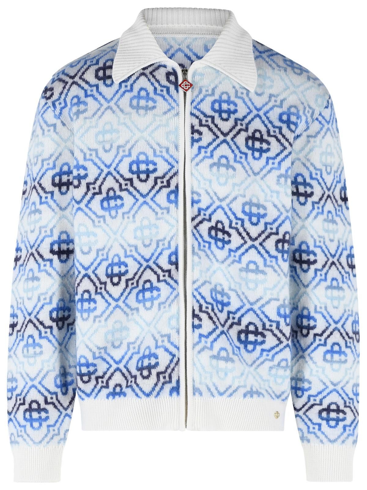 Casablanca CASABLANCA Light Blue Wool Blend Sweater Size US L / EU 52-54 / 3 - 1 Thumbnail