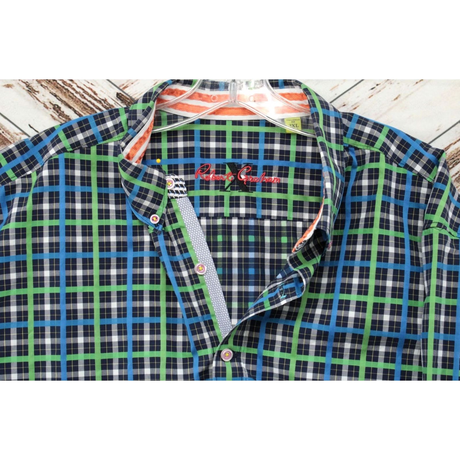 Robert Graham Robert Graham X Shirt Mens 3XL Check Multicolor Flip Cuff Statement Preppy Shirt Size US XXL / EU 58 / 5 - 3 Thumbnail