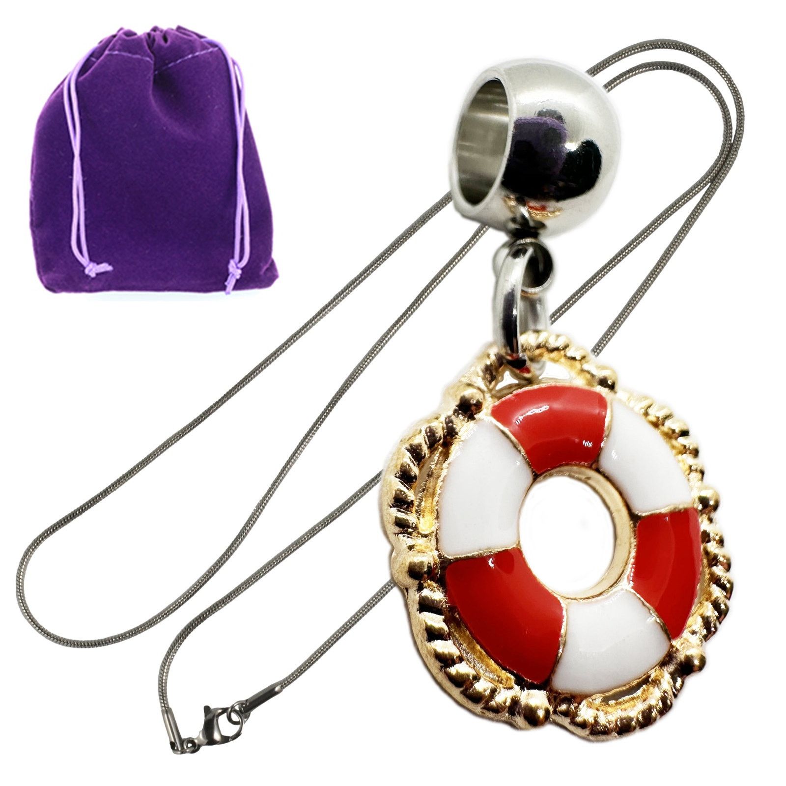 & Other Stories Life Saver Necklace (Red) - Stainless Steel Chain Necklace Size ONE SIZE - 1 Thumbnail