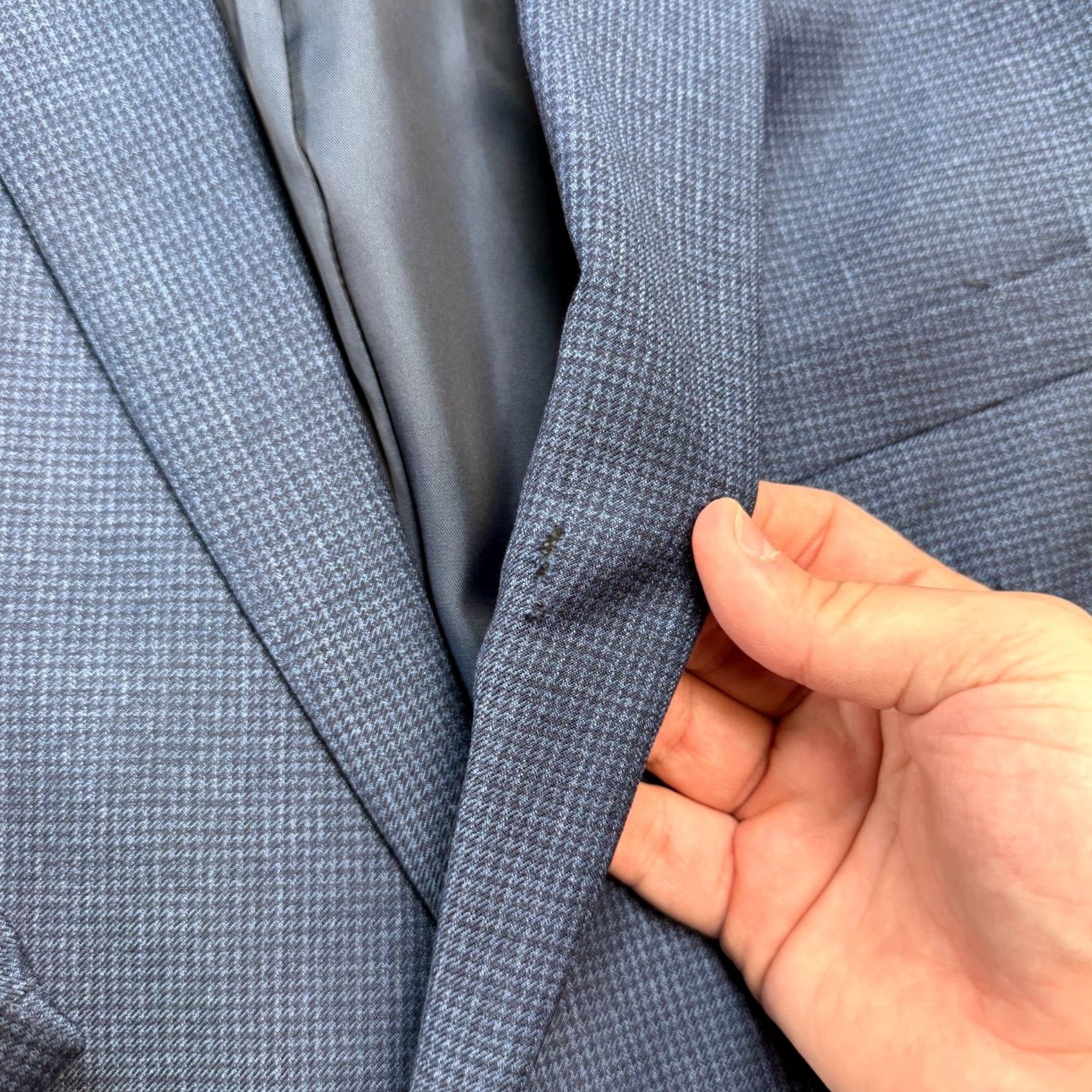 Jos. A. Bank Jos A Bank Blazer Jacket Mens 44L Blue Houndstooth Executive Sport Coat Wool Blazer Size 44R - 3 Thumbnail