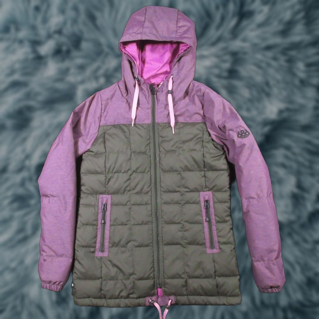 686 686 Airflight Down Puffer Jacket Womens XS Purple Gray Lightweight Snowboard Ski Size XS / US 0-2 / IT 36-38 - 1 Thumbnail