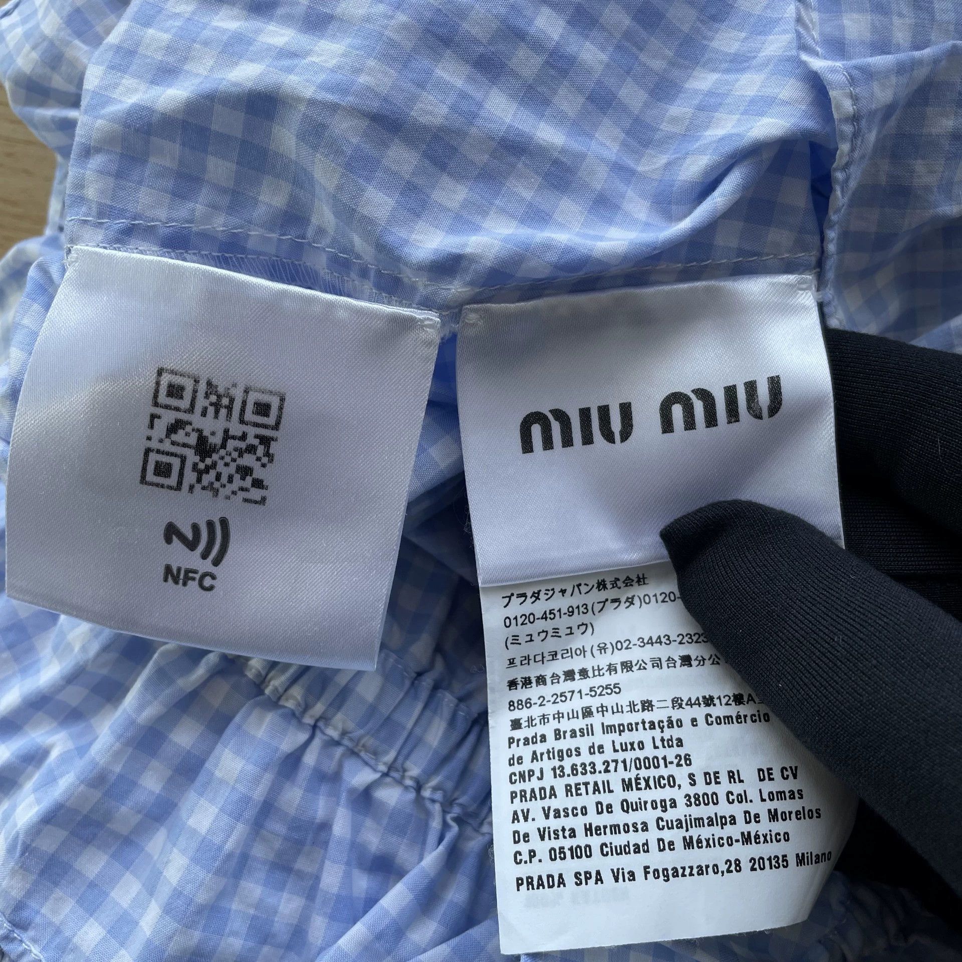 Miu Miu MIU MIU Women's Blue Plaid Short-Sleeve Cropped Top Size 36 Size XS / US 0-2 / IT 36-38 - 6 Thumbnail