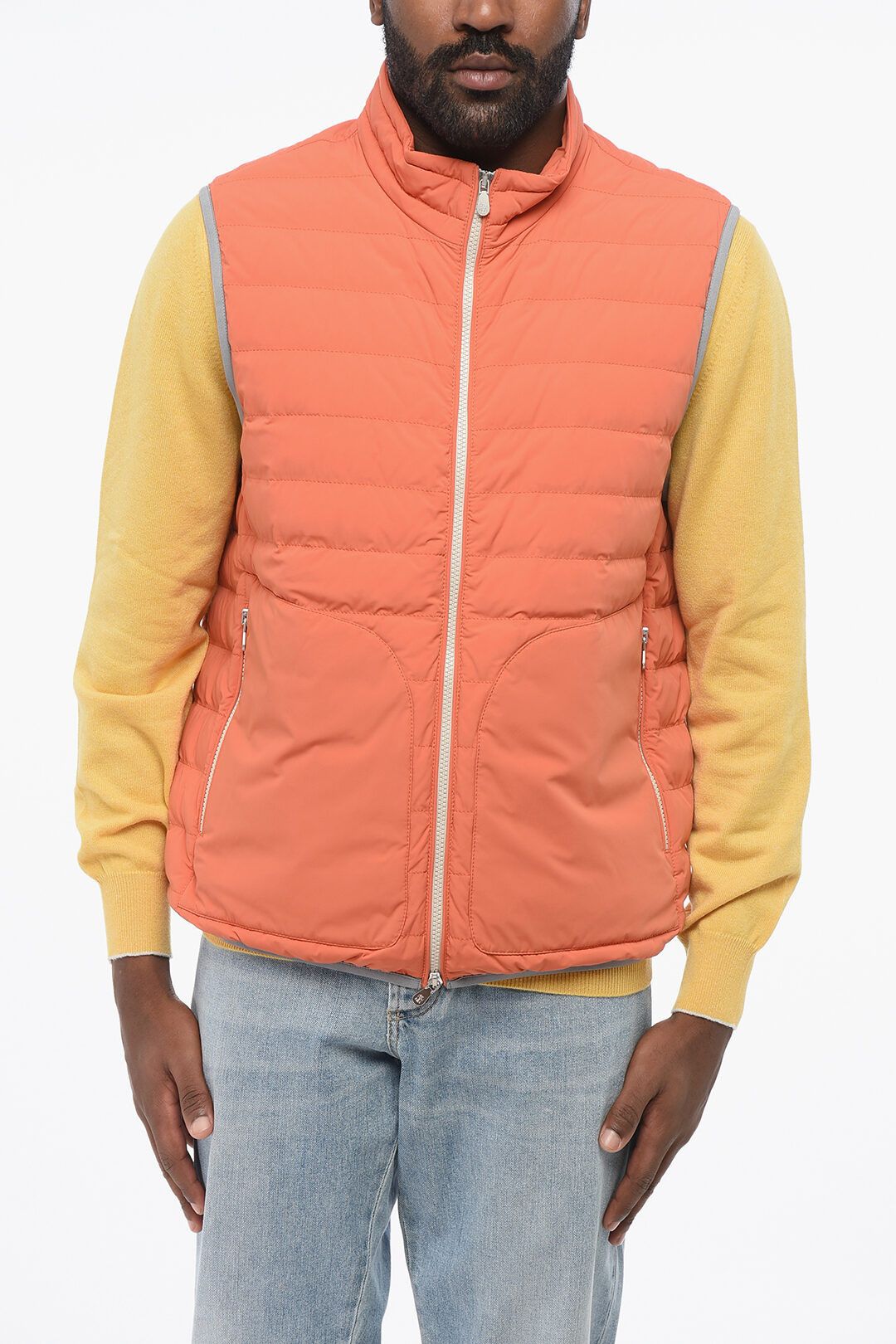 Brunello Cucinelli og1mm0725 Down Vest in Orange Size US XS / EU 42 / 0 - 1 Thumbnail