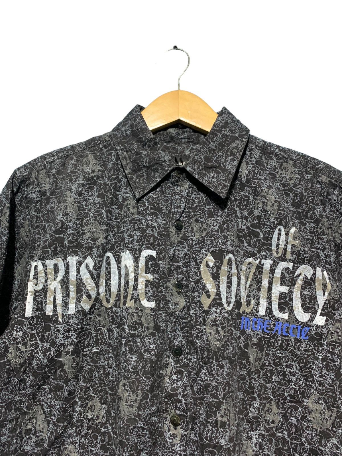 If Six Was Nine × In The Attic × Le Grande Bleu (L.G.B.) Y2k in The Attic skull prisone of society punk style shirt Size US L / EU 52-54 / 3 - 3 Thumbnail