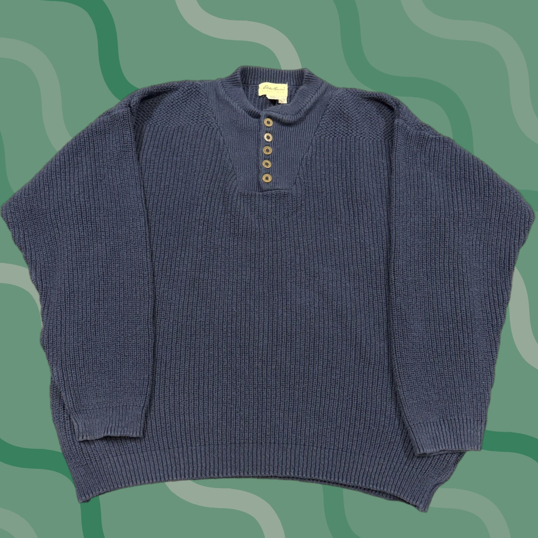 Eddie Bauer Eddie Bauer Mens Sweater 2XLT Blue Mock Neck Henley Cotton Knit Pullover USA Size US XXL / EU 58 / 5 - 1 Thumbnail