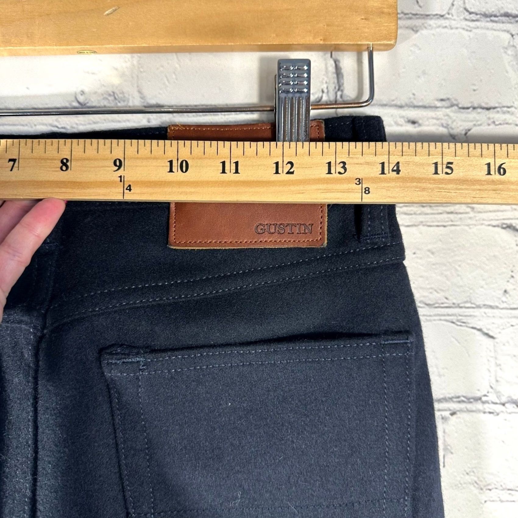Gustin Gustin Pants Mens Size 29 Charcoal Black Wool Blend Five Pocket Button Fly Size US 29 - 7 Thumbnail