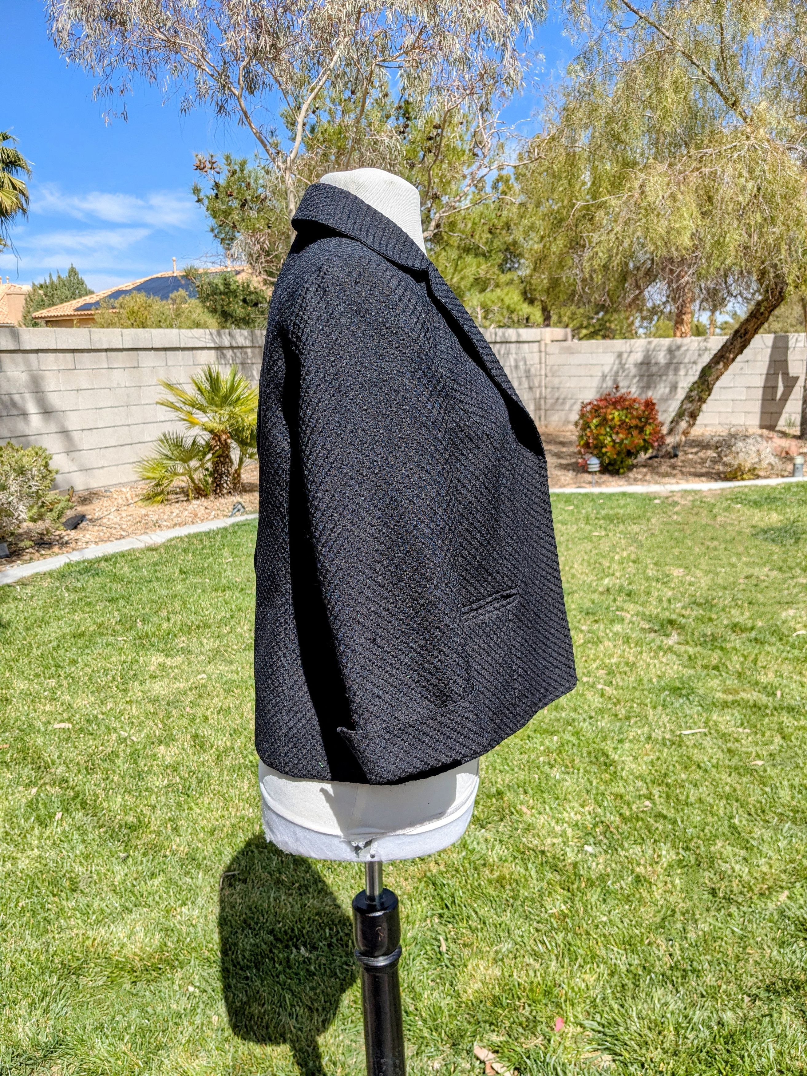 Designer Retro First Option Textured Diamond Weave Short Coat Jacket Size S / US 4 / IT 40 - 3 Thumbnail