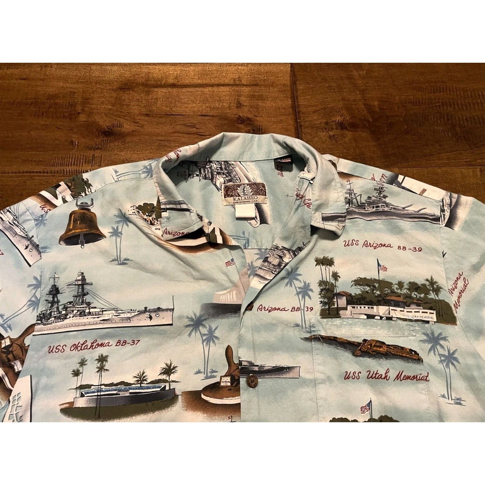 Vintage VINTAGE Kalaheo Shirt Mens XL Hawaiian Pearl Harbor Navy Battleships Military Men Size US XL / EU 56 / 4 - 3 Thumbnail