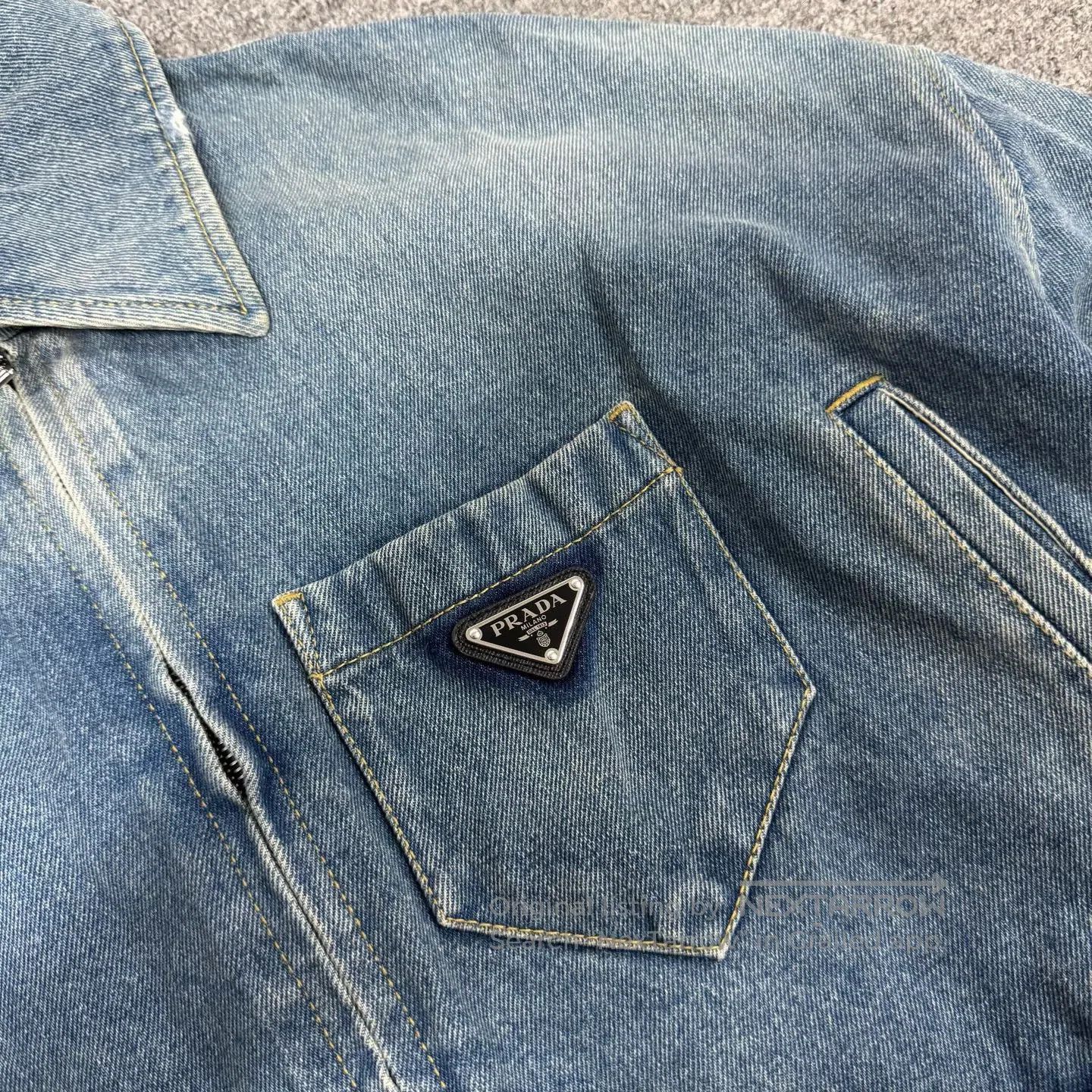 Prada Prada Delta-shaped blue washed-aged short zipper denim jac Size US XS / EU 42 / 0 - 4 Thumbnail