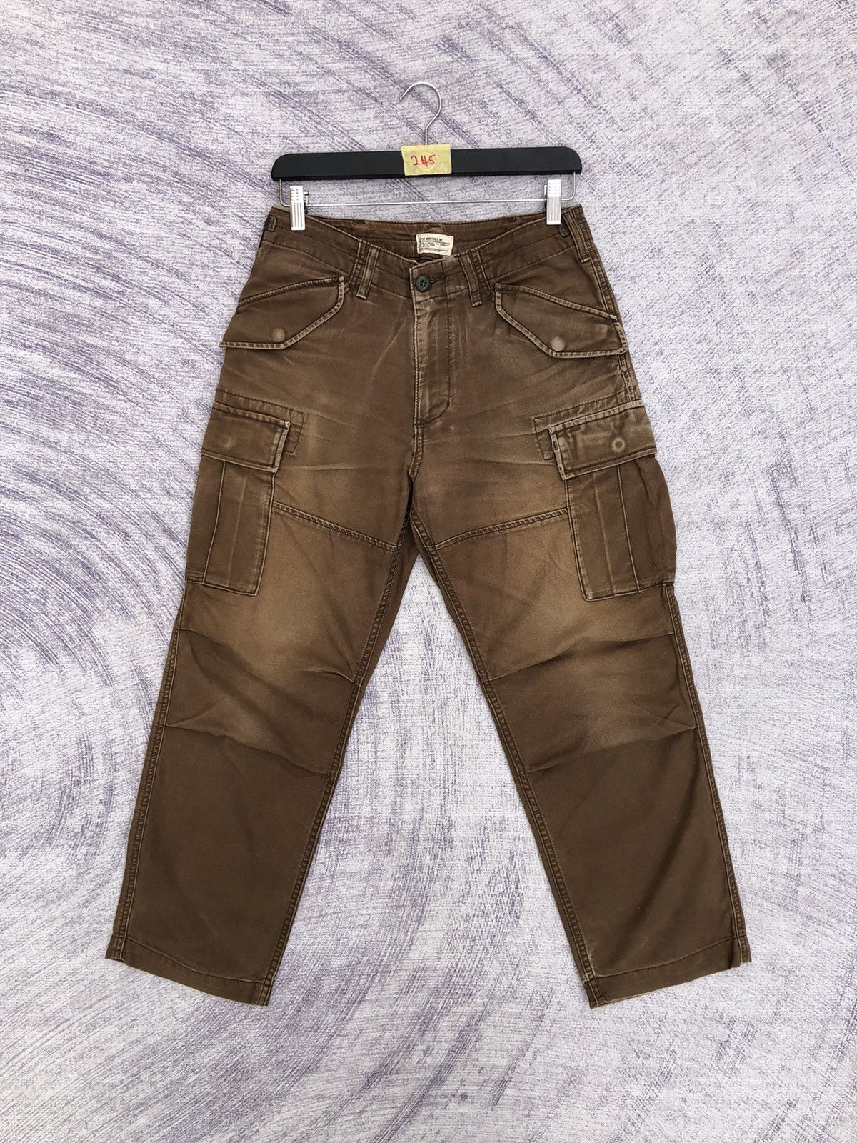 Alpha Industries × Japanese Brand Japanese Cargo Pants Faded Brown Vintage Pattern Size US 26 / EU 42 - 1 Thumbnail