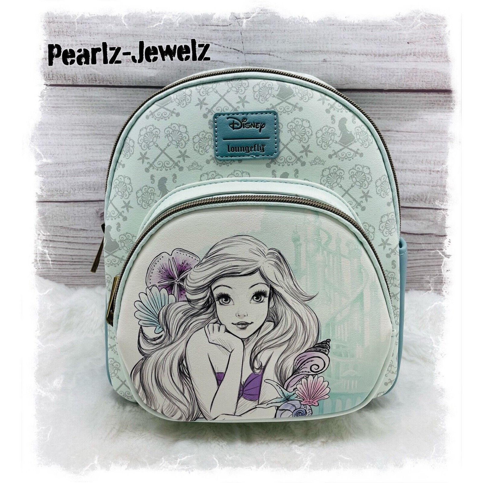 image of Loungefly Disney Little Mermaid Princess Ariel Blue Sketch M, Women's