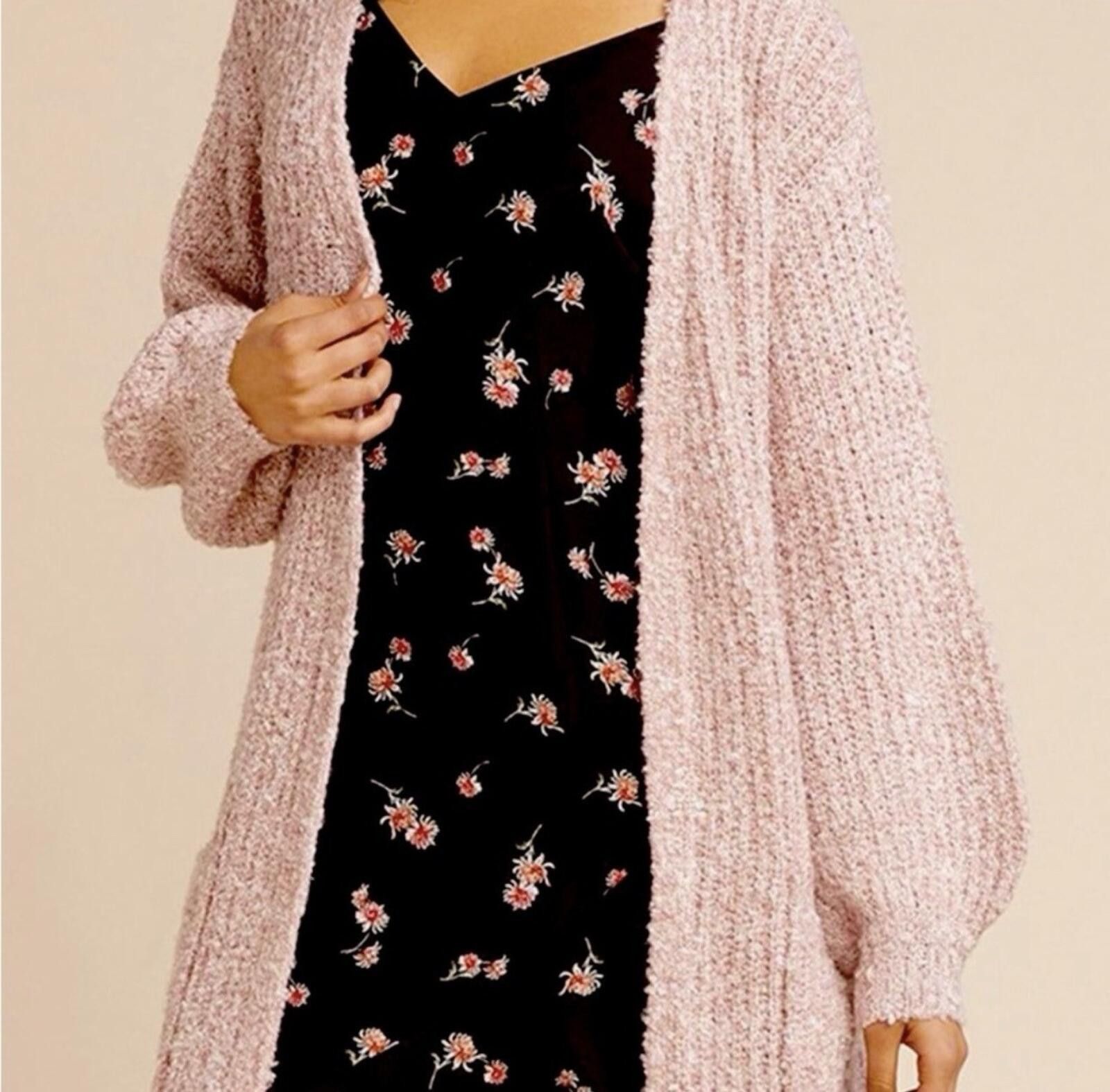 Other BB Dakota Soft Stretchy Slouchy Coffee Date Mauve Knitted Cardigan Size L Size L / US 10 / IT 46 - 2 Thumbnail