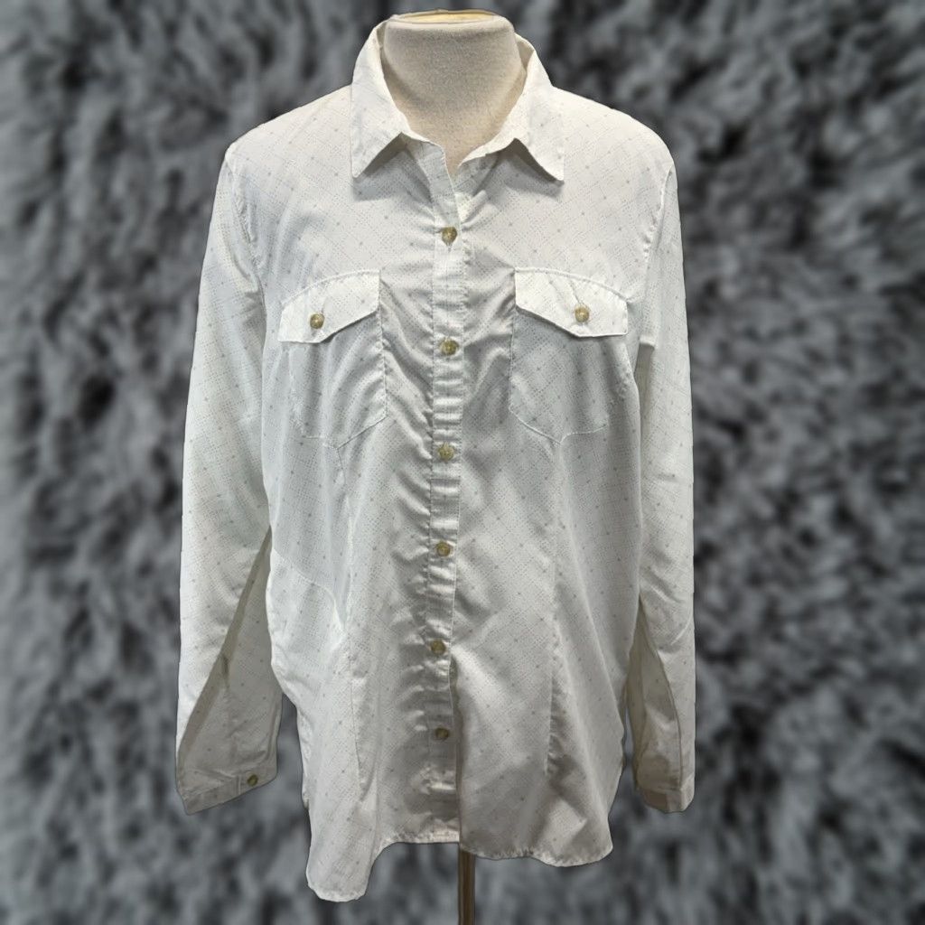 Eddie Bauer Eddie Bauer Travex Shirt Womens XL White Long Sleeve Hiking Outdoor Performance Breathable Lightweight Moisture Wicking Casual Activewear Size XL / US 12-14 / IT 48-50 - 1 Thumbnail