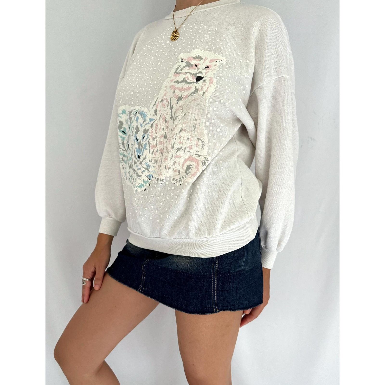 Other 90s vintage white snowy winter wolf graphic pullover sweater Size S / US 4 / IT 40 - 3 Thumbnail