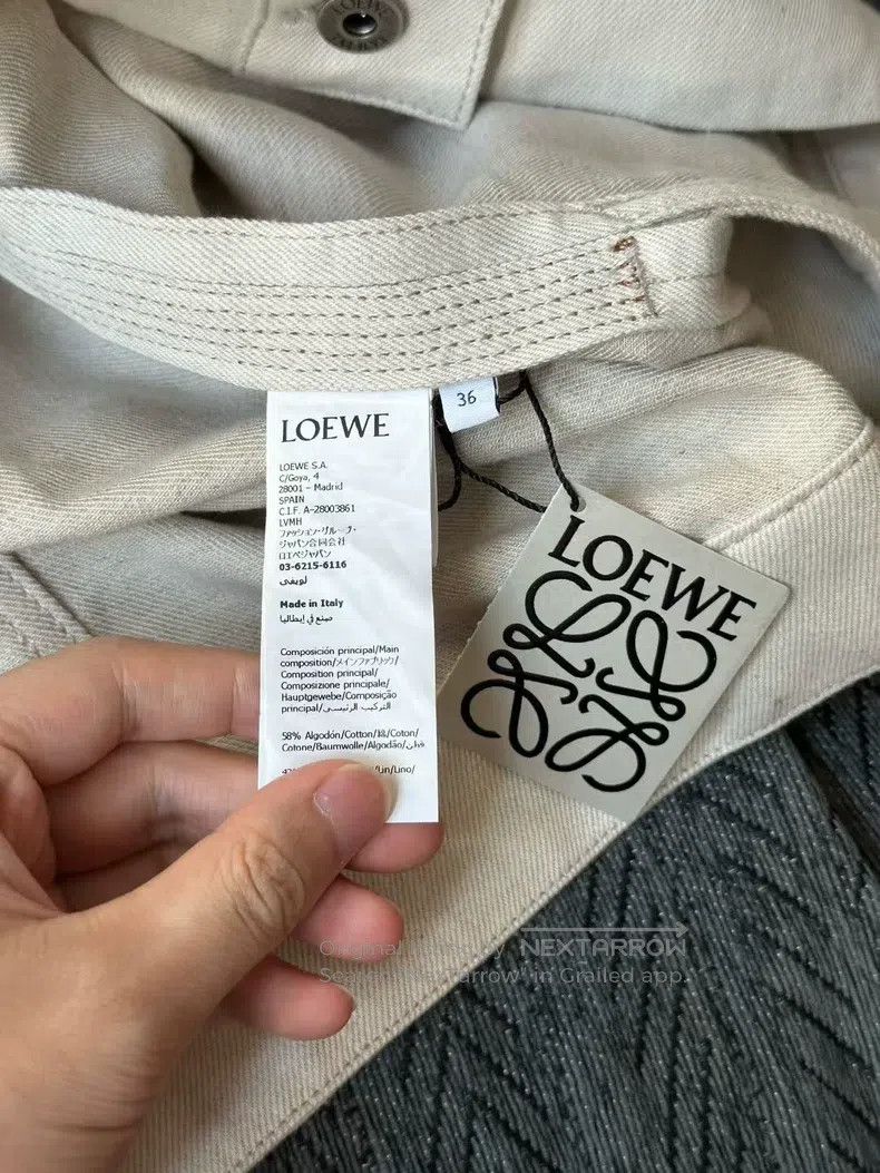 Loewe Loewe Off-White Leather Patch Denim Jacket Size XS / US 0-2 / IT 36-38 - 4 Thumbnail