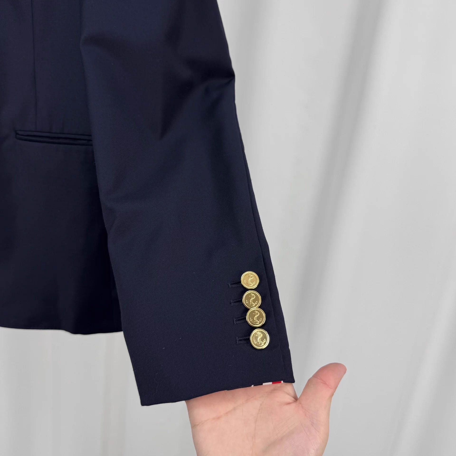 Thom Browne TB Gold Buttons Striped Padded Wool Blazer 0 New Size 36S - 4 Thumbnail