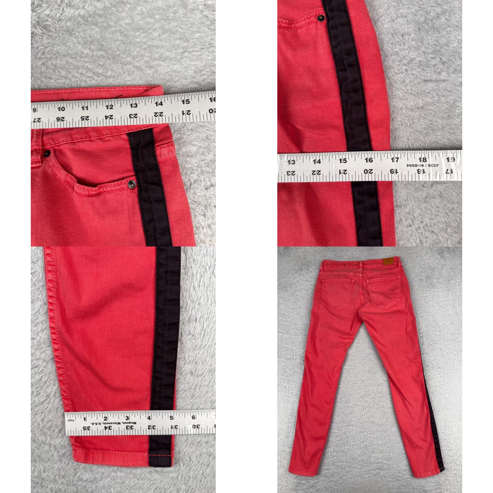 Bdg BDG Jeans Women 28 Pink Denim Striped Side Zip Ankle Mid Rise 28x28 Cotton Blend 5-Pocket Design Regular Stretch Vintage No Size 28" / US 6 / IT 42 - 9 Thumbnail