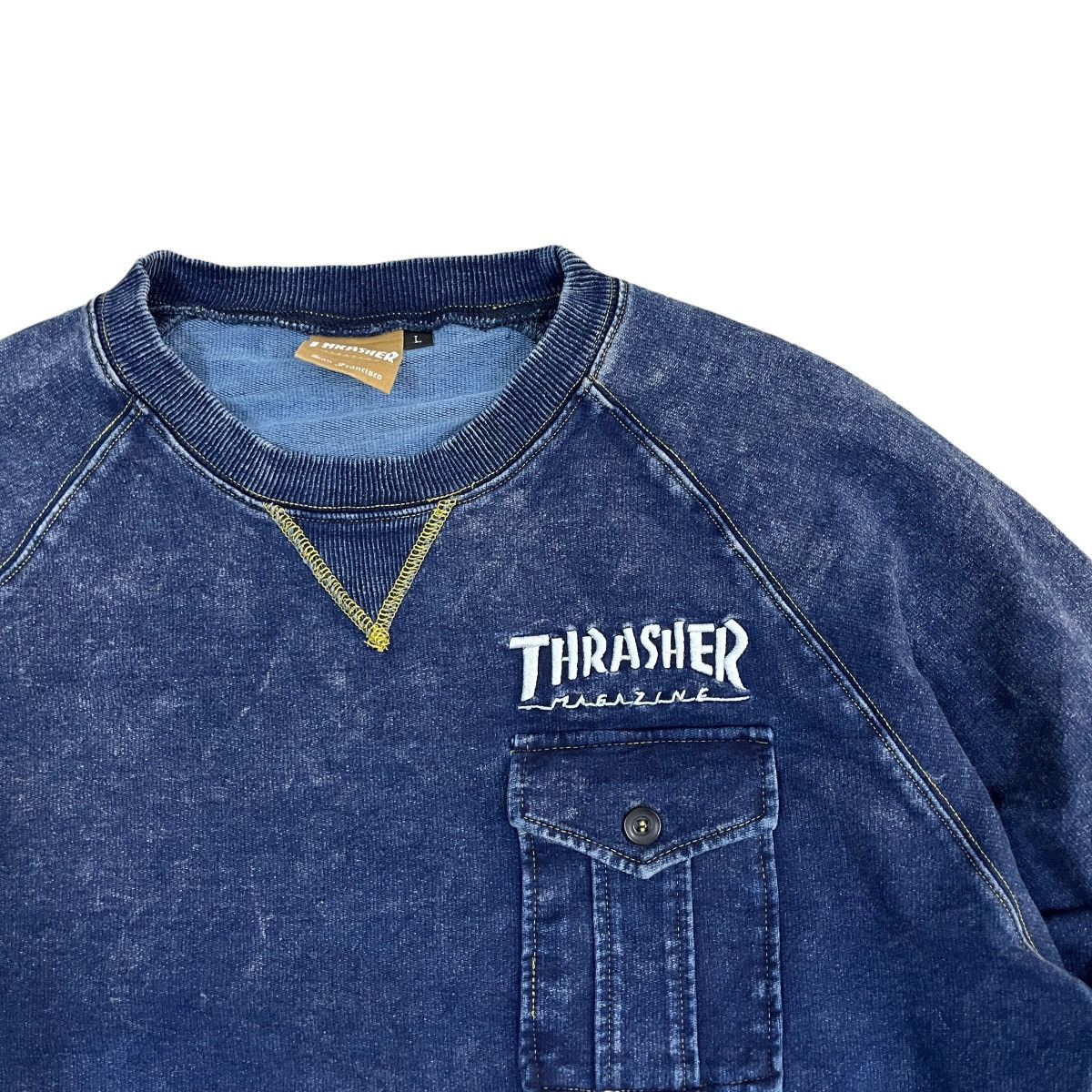 Thrasher Thrasher Indigo Denim Crewneck Size US L / EU 52-54 / 3 - 2 Thumbnail