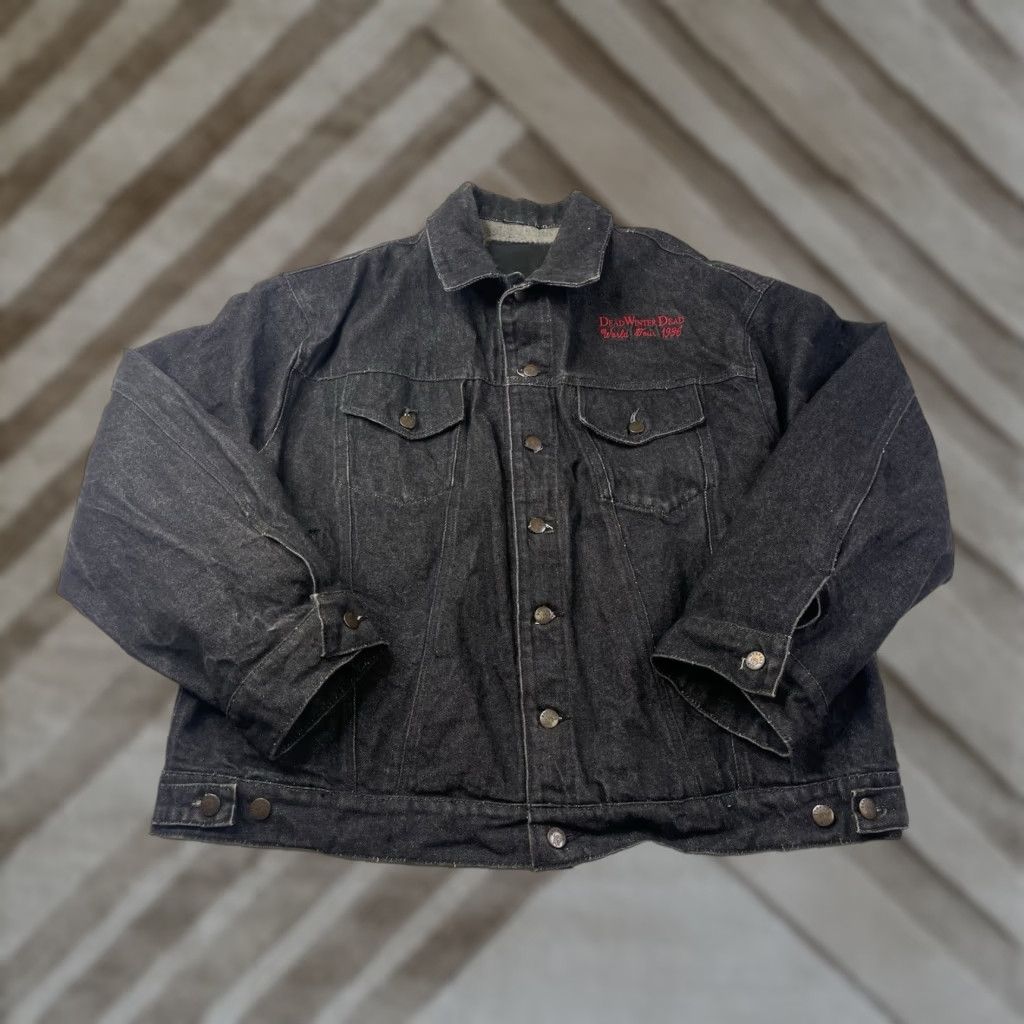 Vintage VINTAGE Savatage Jacket Denim Black XL Mens USA Winter Metal Biker 1995 Signed Dead Winter Dead - no rips stains Size US XL / EU 56 / 4 - 1 Thumbnail