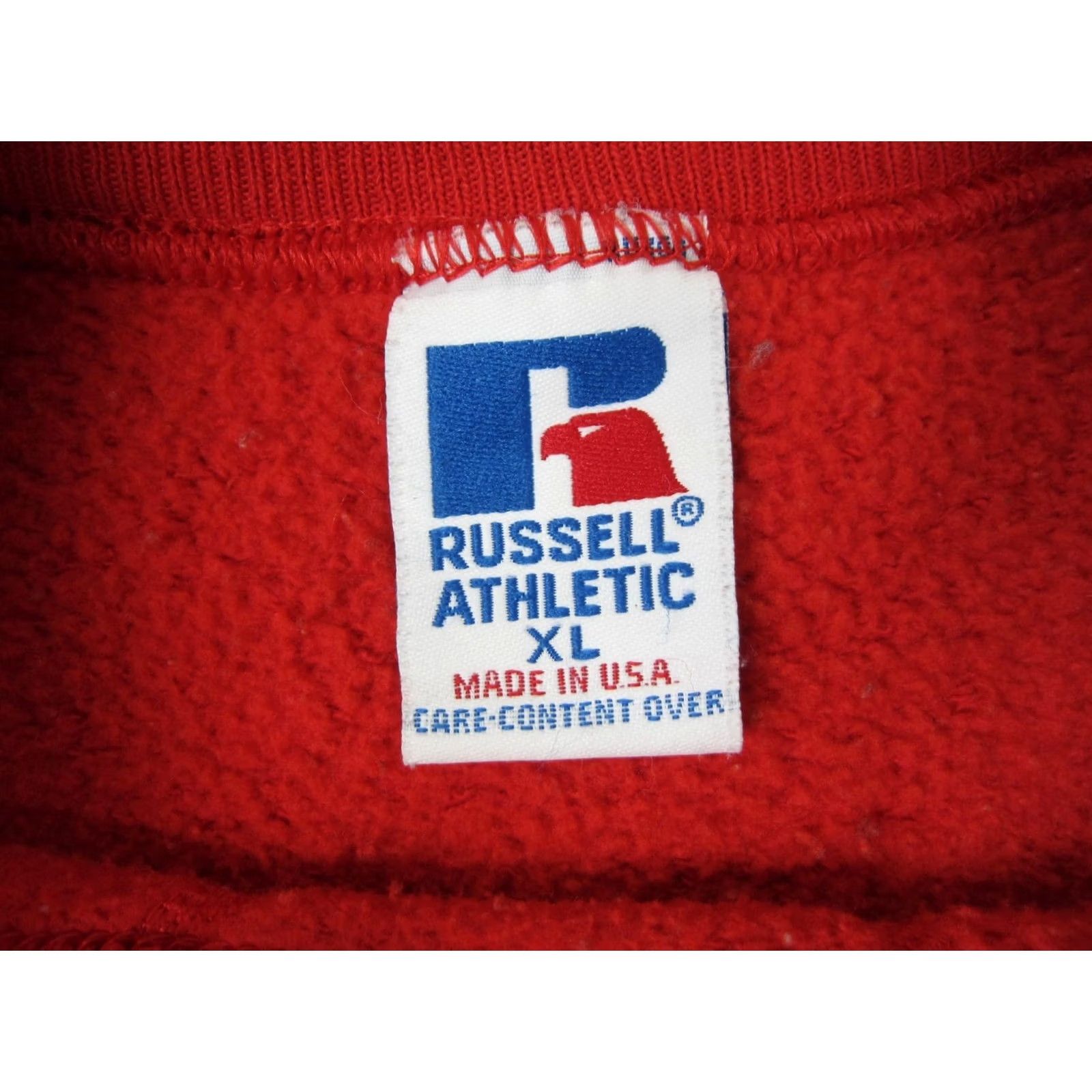 Russell Athletic VINTAGE Russell Sweatshirt Mens XL Red 90s USA Logo Pullover Crew Neck Cotton Fleece Therma Comfort Size US XL / EU 56 / 4 - 5 Thumbnail