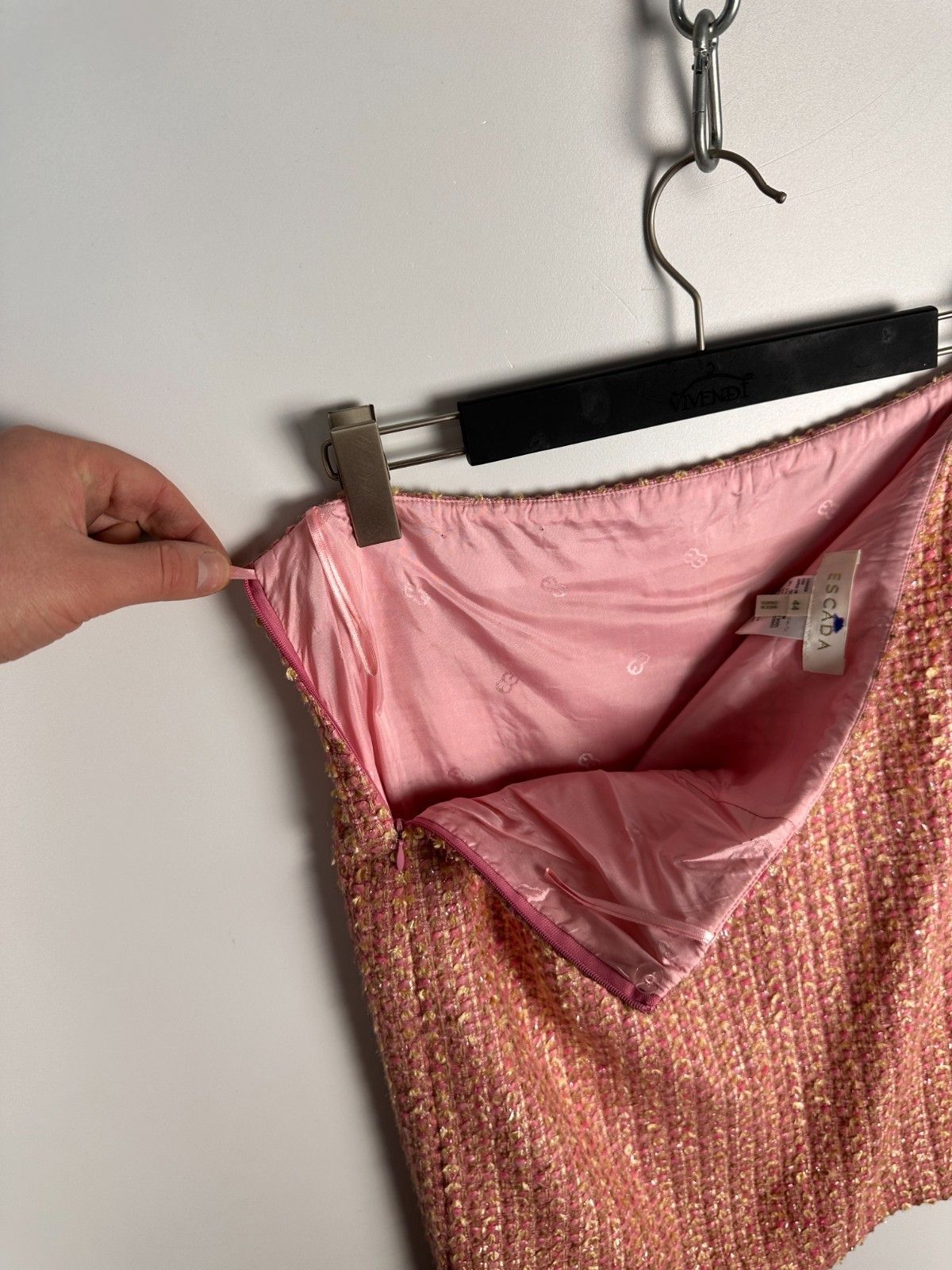 Escada Escada Tweed Skirt Check Wool Pink Size 44 Size 30" / US 8 / IT 44 - 5 Thumbnail