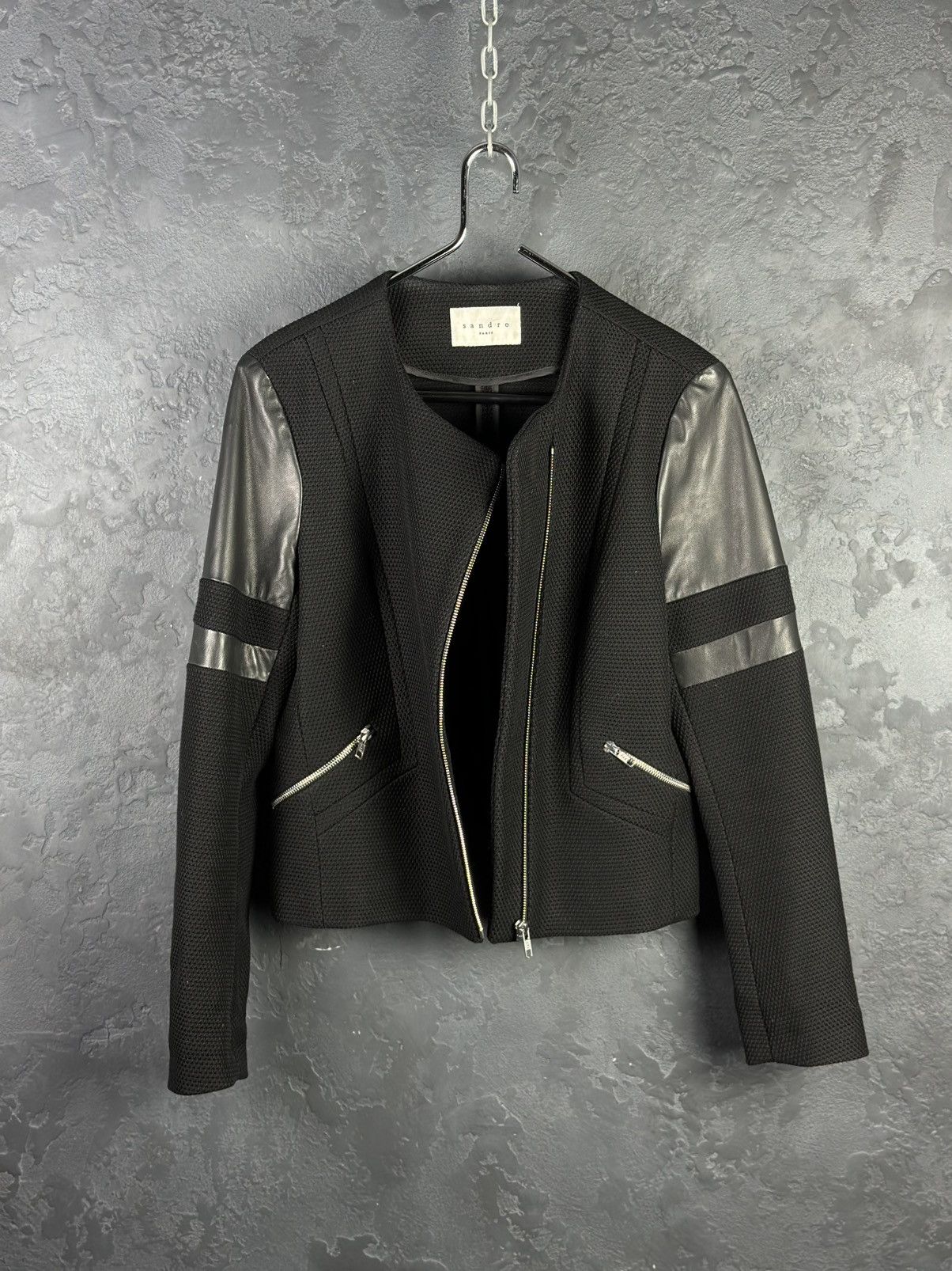 Sandro Light Biker Jacket Cotton-Leather Women's 40