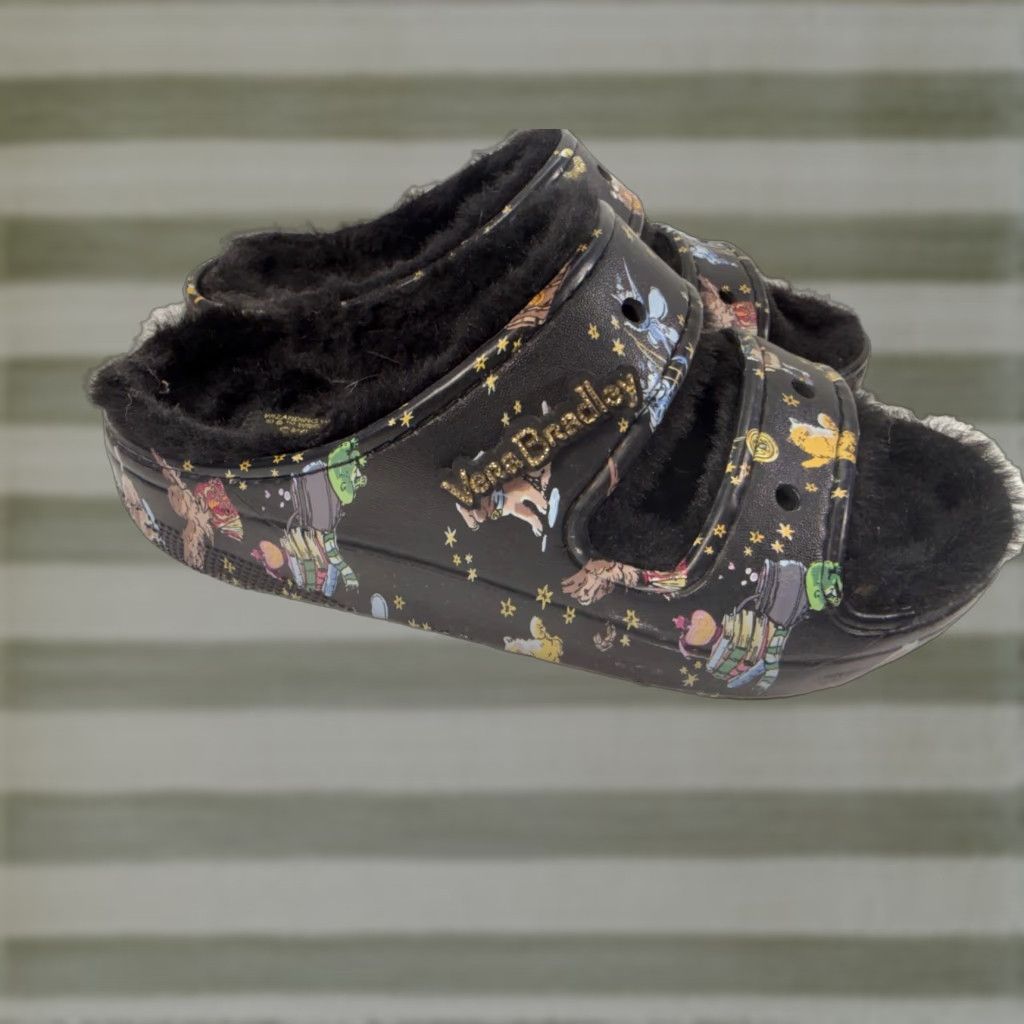 Crocs VINTAGE Crocs Vera Bradley Harry Potter Sandals Womens 6 Black Fur Lined Wizarding World Cozzzzy Classic Slides Mens? Womens Size US 6 / IT 36 - 1 Thumbnail