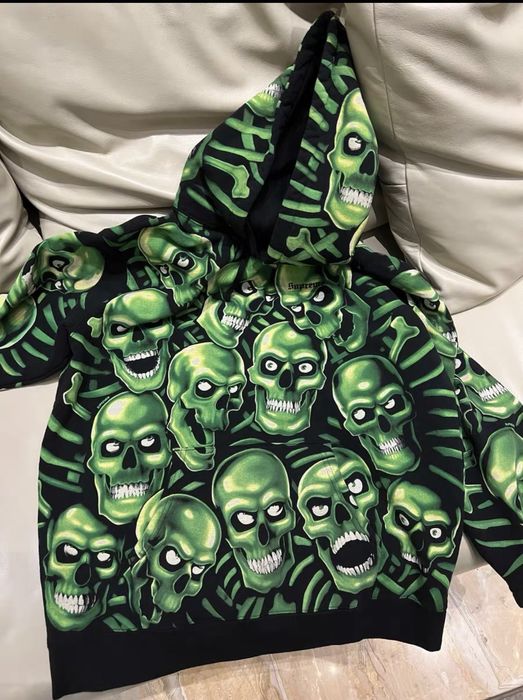 Supreme skull pile hooded sweatshirt green new arrivals