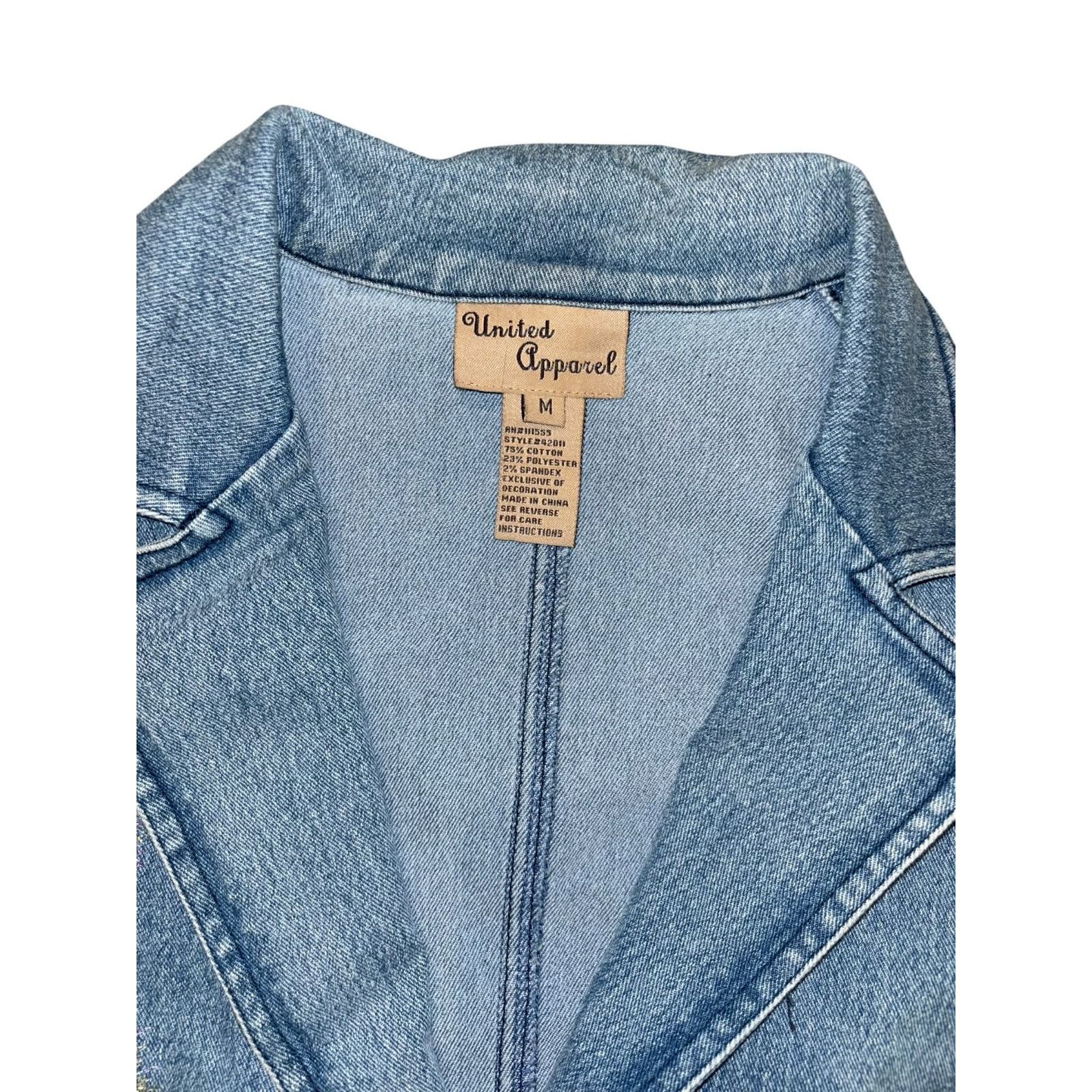 Other United Apparel Denim Jean Jacket Y2K Floral Embroidered Med Size M / US 6-8 / IT 42-44 - 5 Thumbnail