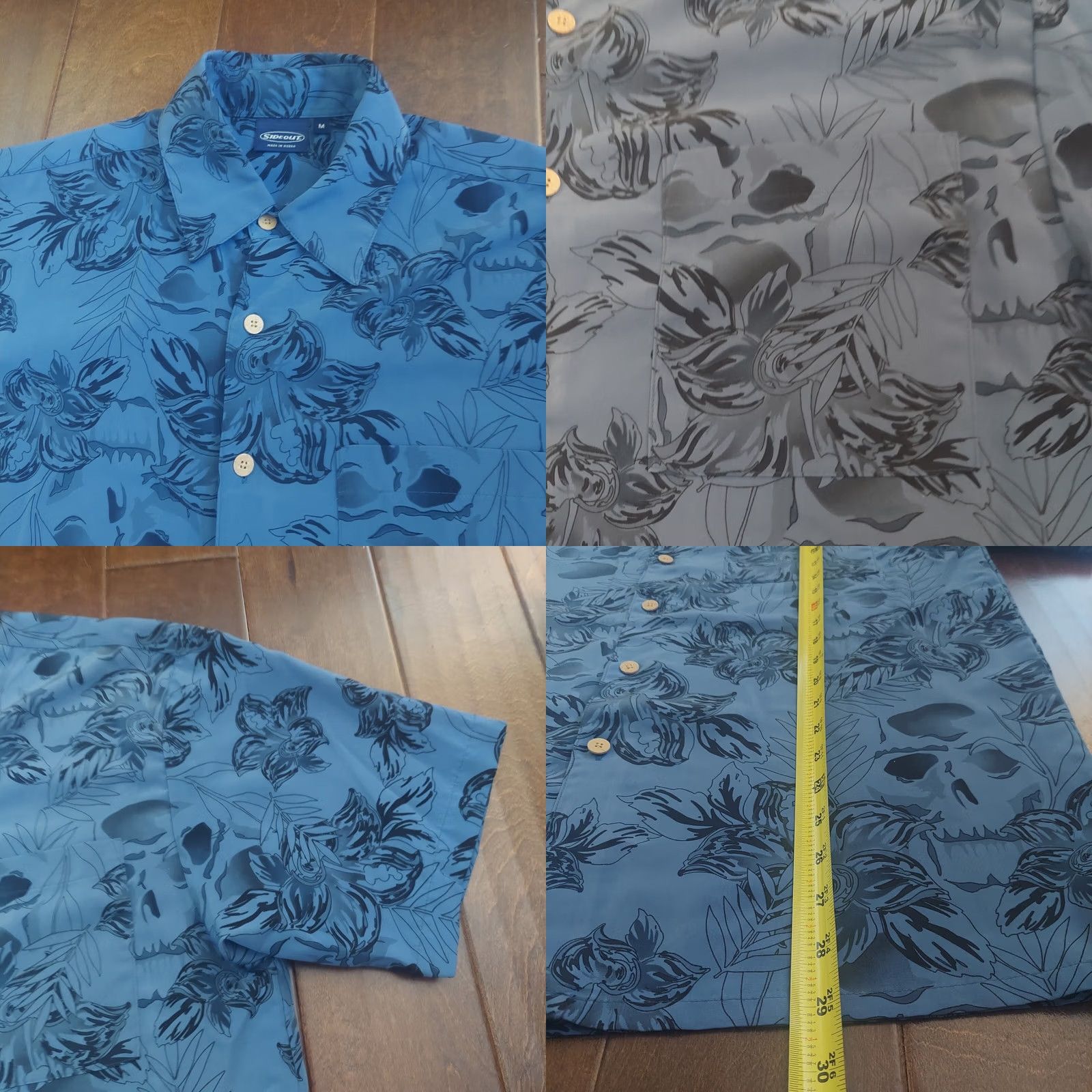 Sideout Sideout Shirt Mens M Men Short Sleeve Pocket Blue Black Floral Dress Size Size 40R - 8 Thumbnail