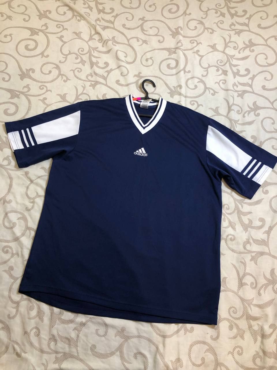 Adidas Rare Vintage Adidas Jersey V Neck Shirt Blue Size US XL / EU 56 / 4 - 1 Thumbnail