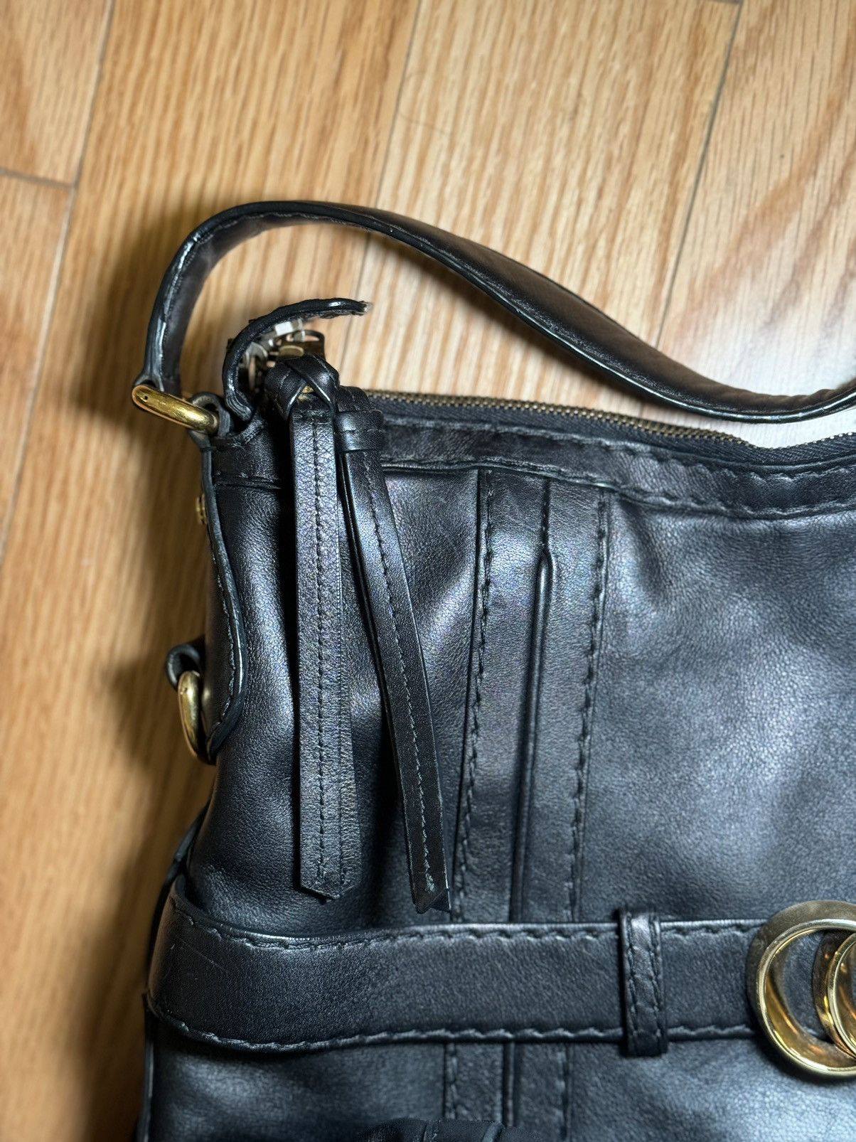 Gucci GUCCI Black Leather GG Running Medium Double G Hobo Bag Size ONE SIZE - 7 Thumbnail