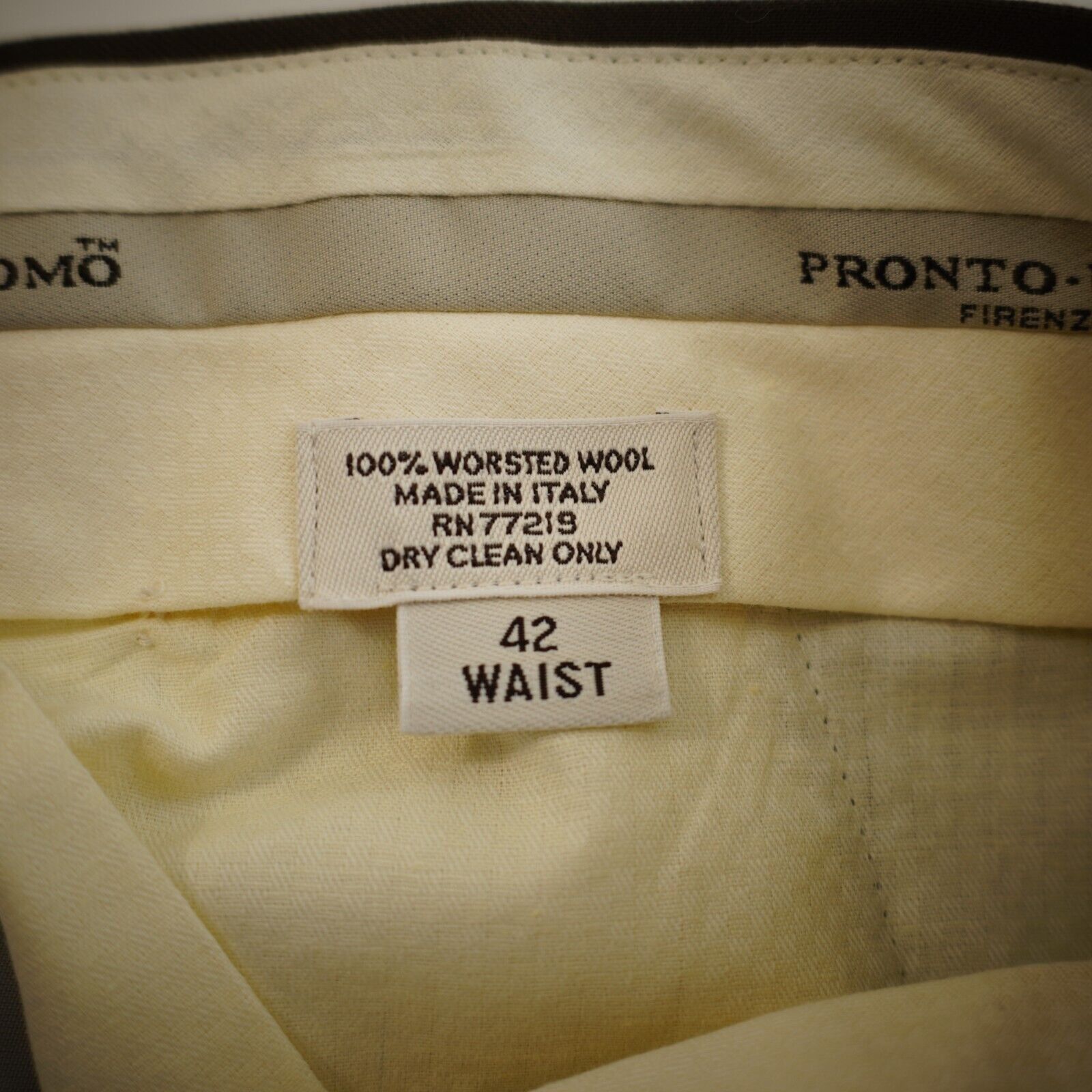 Pronto Uomo Pronto Uomo Worsted Wool Green Pleated Cuffed High Rise Dres Size 42R - 7 Thumbnail