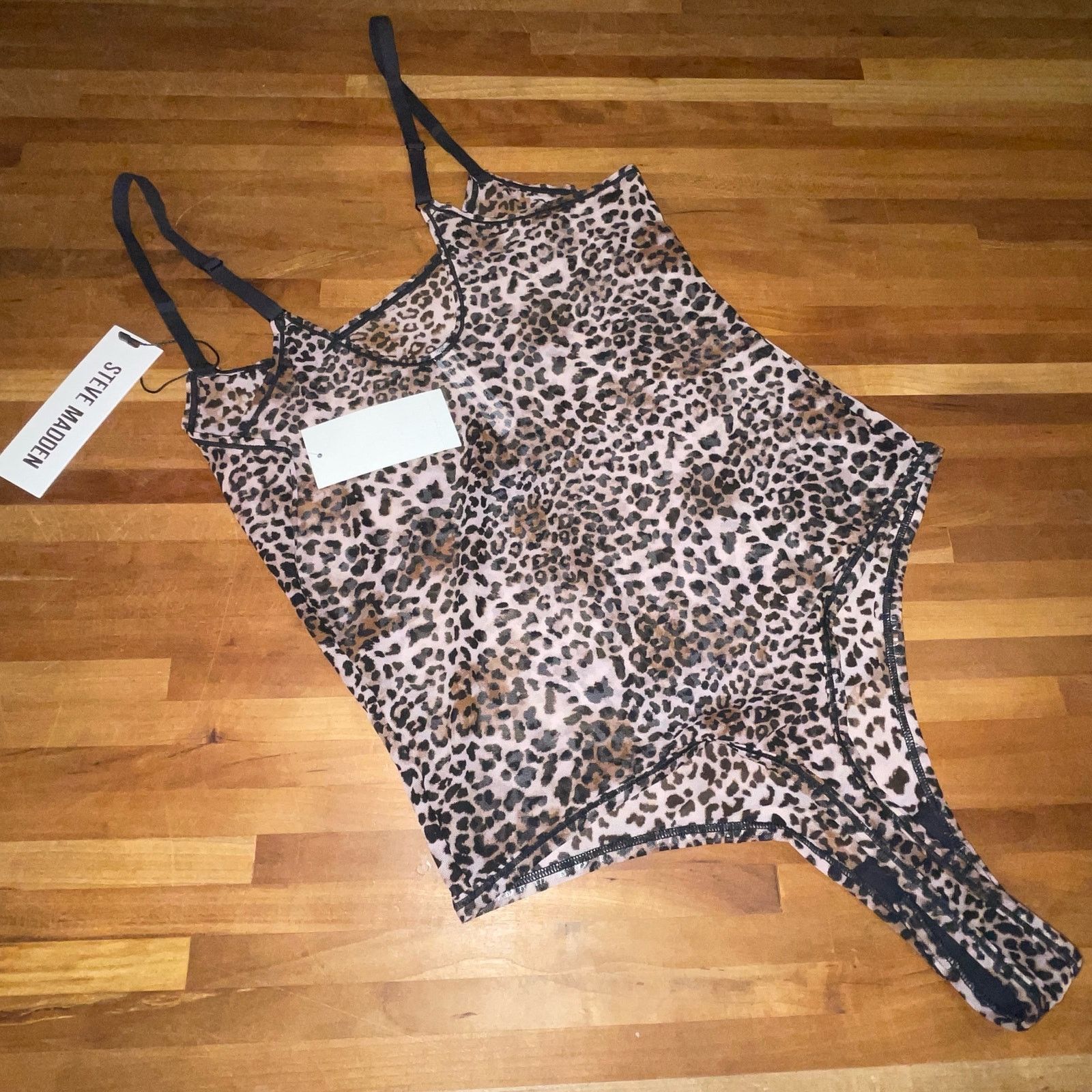 Steve Madden Steve Madden Women's Sheer Mesh Thong Bodysuit Leopard Size L / US 10 / IT 46 - 10 Thumbnail