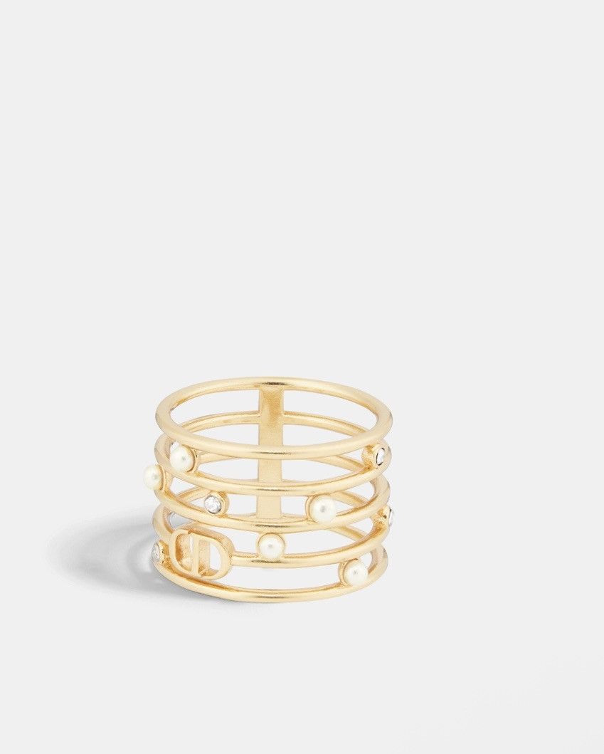 Dior Dior D-BACKSTAGE RING Gold-Finish Metal White Resin Pearls Size ONE SIZE - 2 Thumbnail