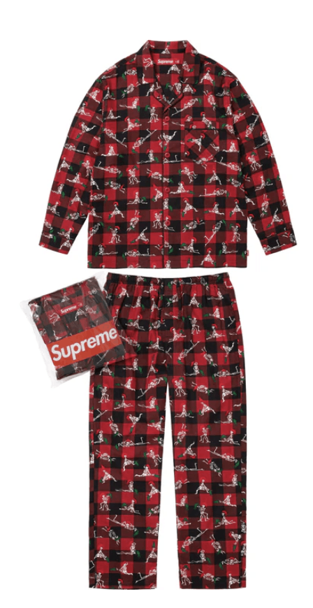 Hanes × Supreme Supreme Red Plaid Holiday Pajama Set Size Medium FW25 Size 32 - 1 Thumbnail