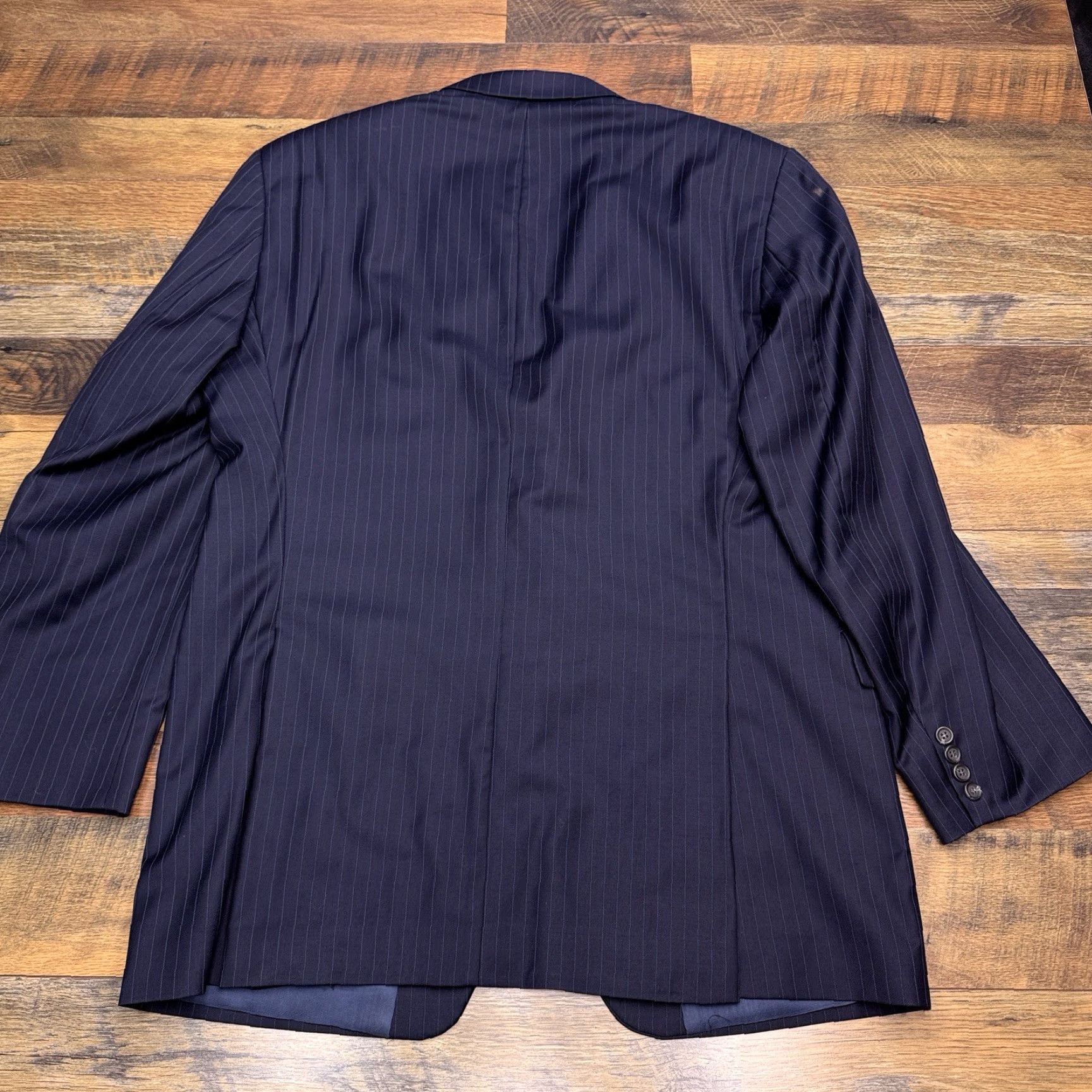 Ralph Lauren Lauren Ralph Lauren Suit Jacket Blazer Men 48 Long Navy Wool Striped Notch Lapel Two-Button Single-Breasted Dry Clean Only Size 48R - 2 Thumbnail