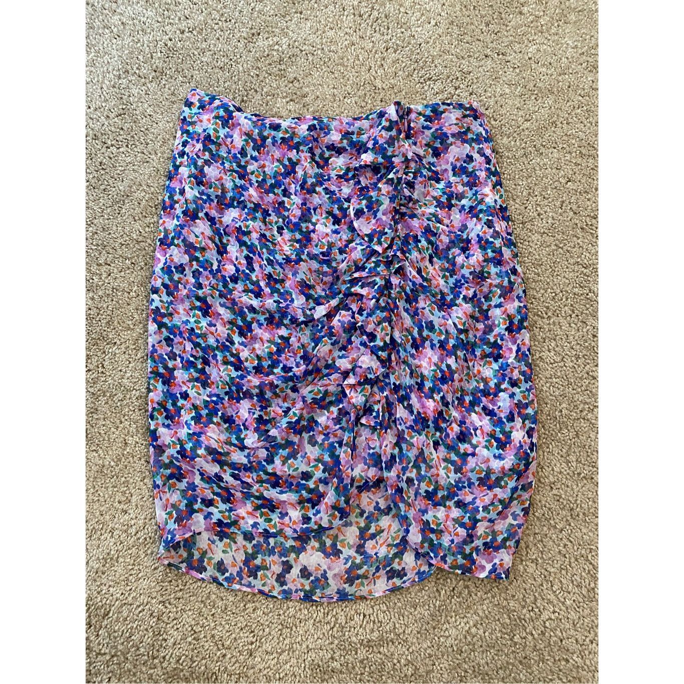 Veronica Beard Veronica Beard NWT Spencer Ruffle Skirt, Silk Cream Multicol Size 32" / US 10 / IT 46 - 3 Thumbnail