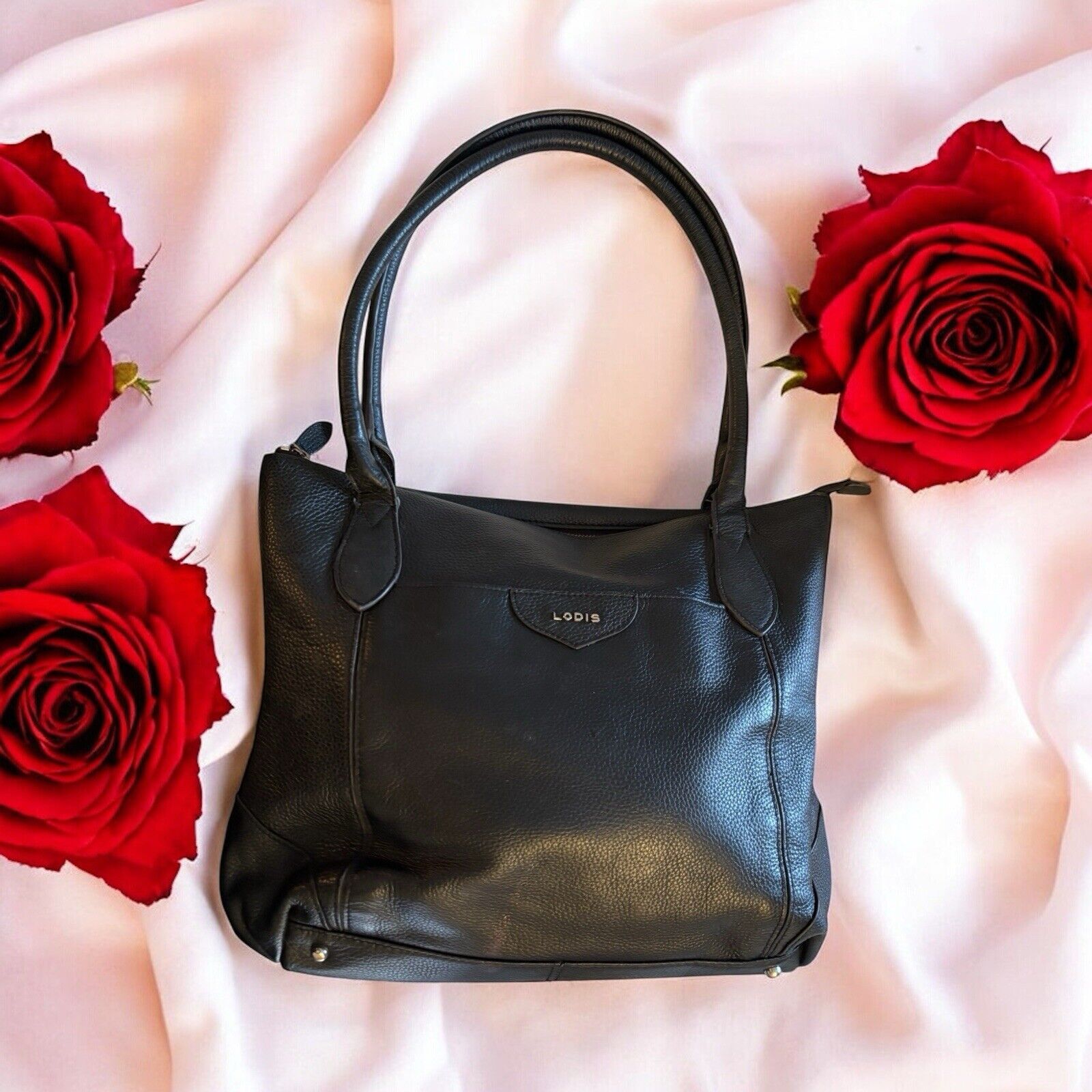 Other LODIS Siera Black Leather Tote Bag Travel Luggage Sleeve Size ONE SIZE - 3 Thumbnail