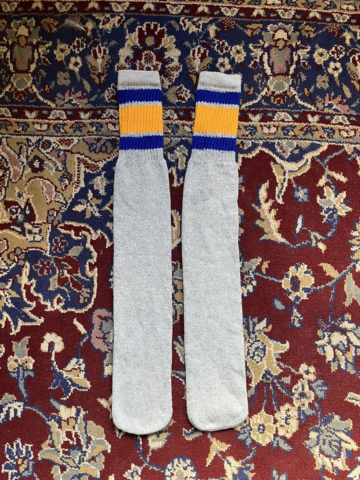 Japanese Brand × Vintage Vintage 1960s Thick Tub Socks Grey/Blue/Yellow Size M Size ONE SIZE - 2 Thumbnail
