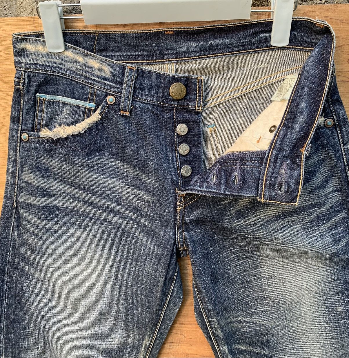 Levi's 🔥🔥 Levis Selvedge Blue Line Curve Bootcut Denim Jeans Size US 28 / EU 44 - 19 Thumbnail